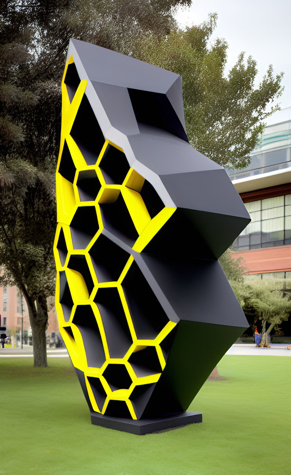 Sculpture - giant black yellow grey sculpture downtown honeycomb preview