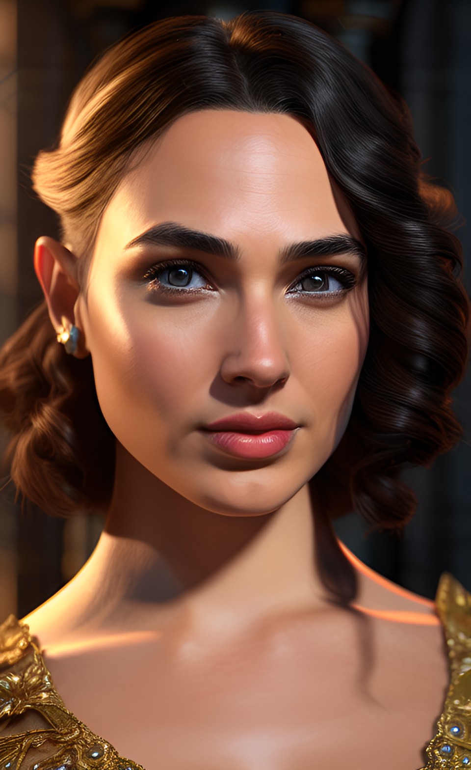 Beatiful Face Gal Gadot... 32 - victorian ,elf fantasy queen,gorgeous face gal gadot symmetrical eyes, hyperrealistic, volumetric lighting, octane render very detailed portrait octane render  --ar ,:2 --testp --upbeta preview