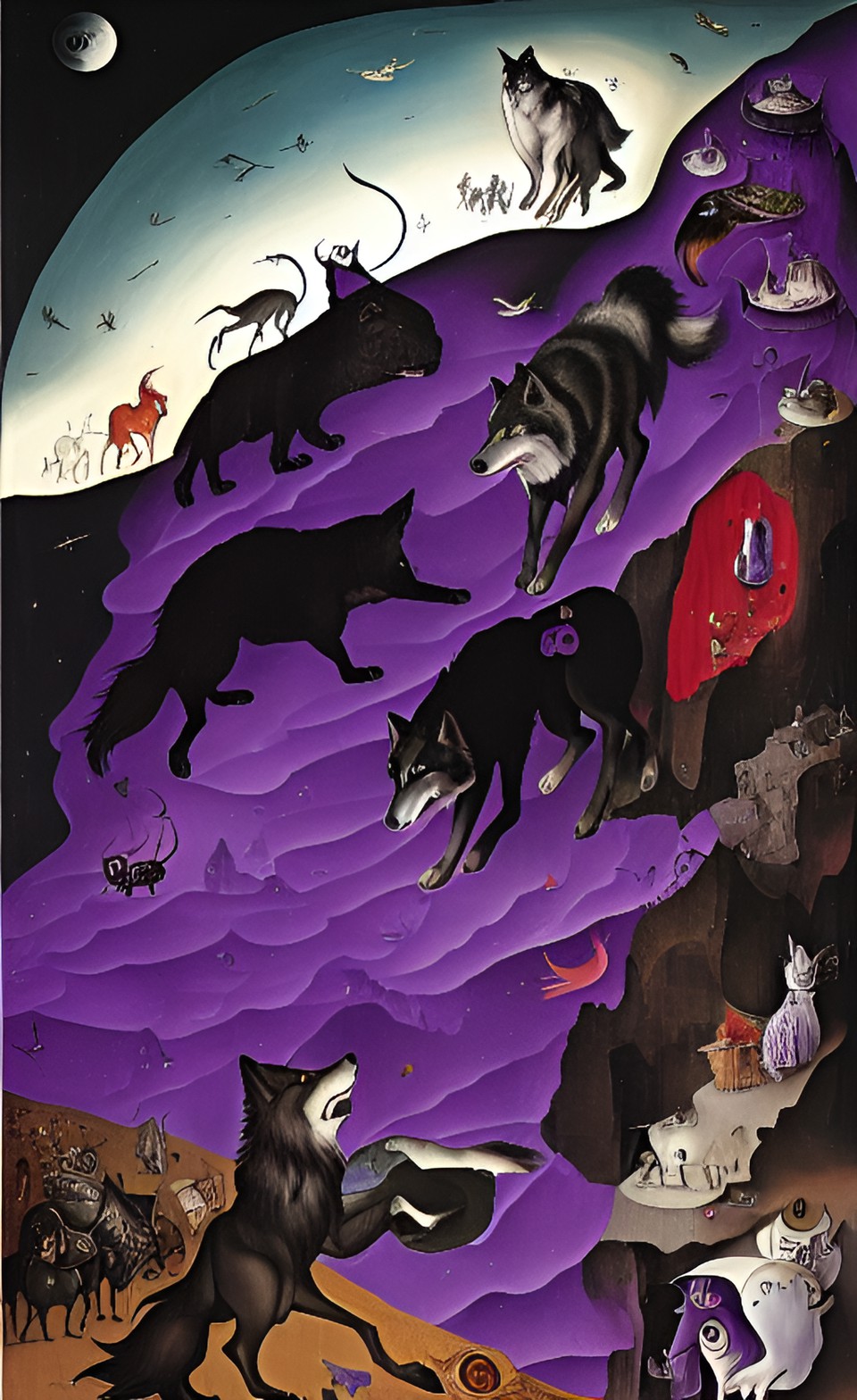 wolf chasing lava purple preview