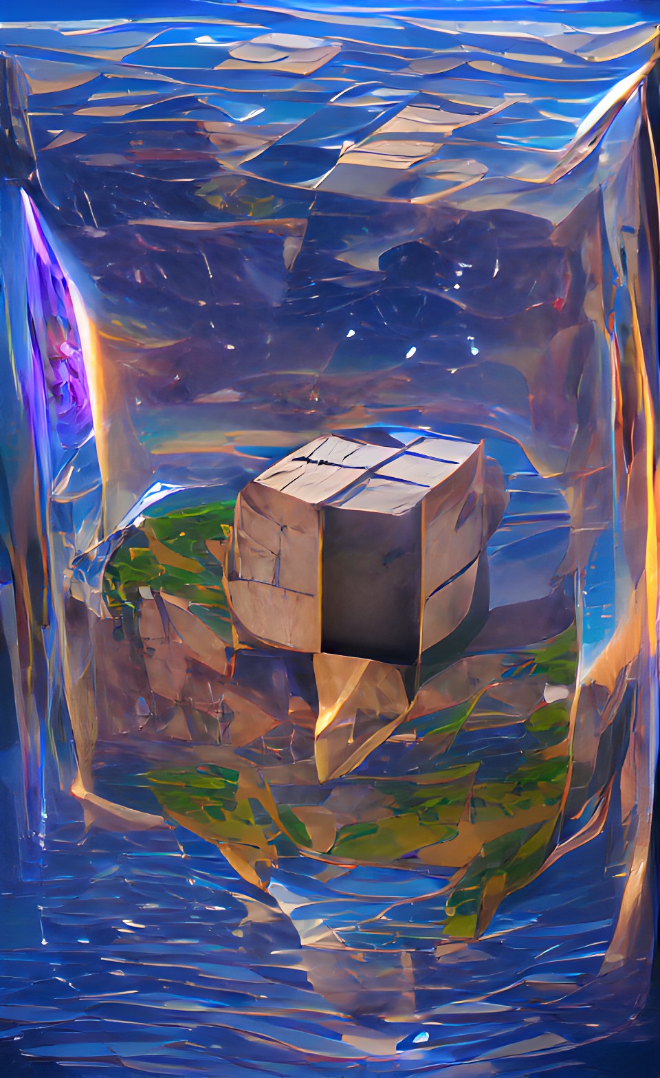 a magical cube reflecting the world preview