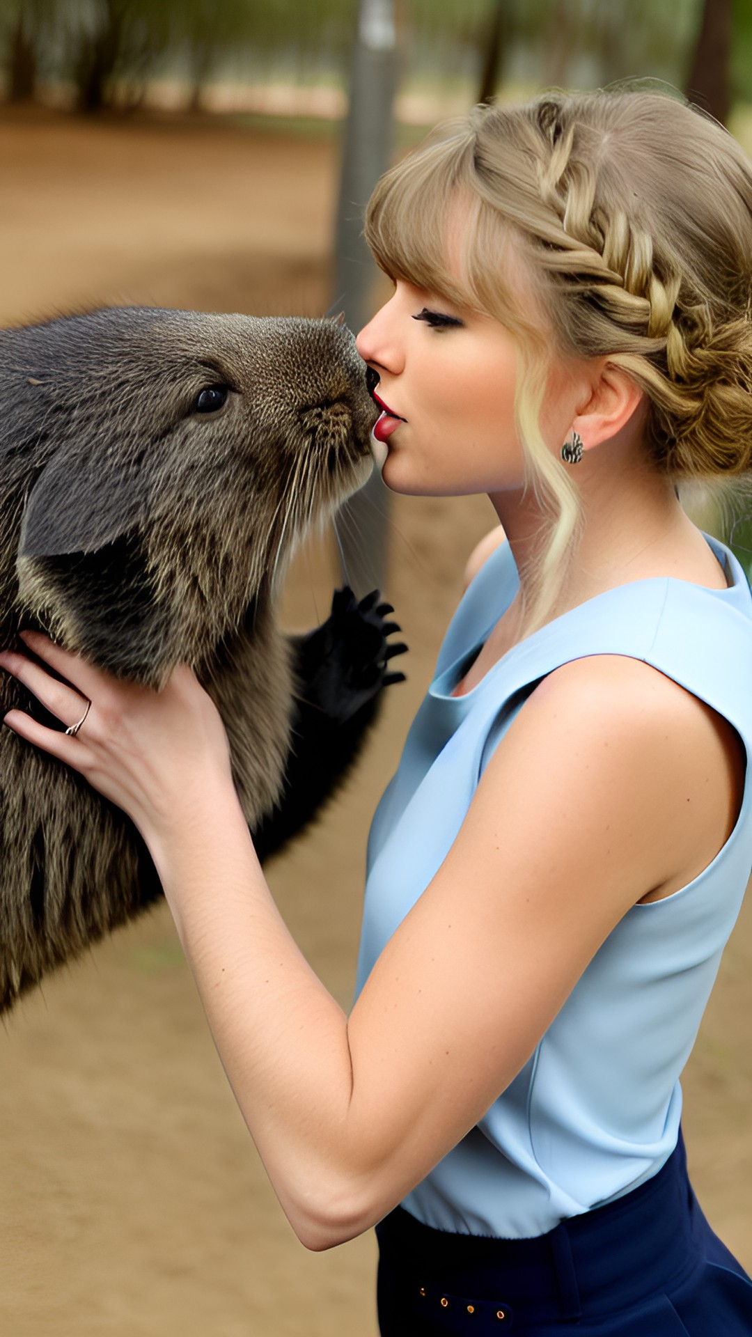 taylor swift kissing a wombat. preview