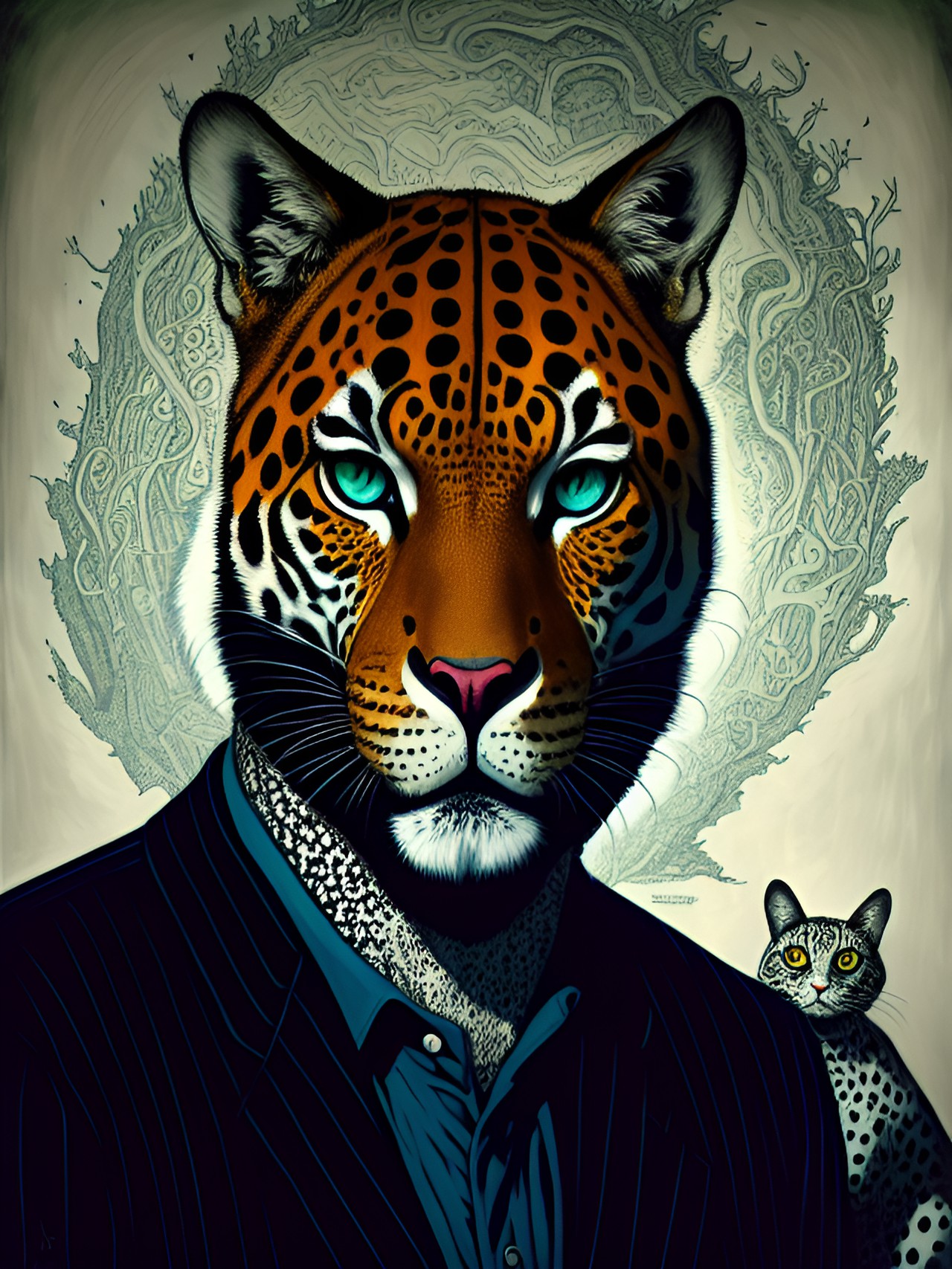 portrait of a surreal spotted print creature in unusual habitat preview