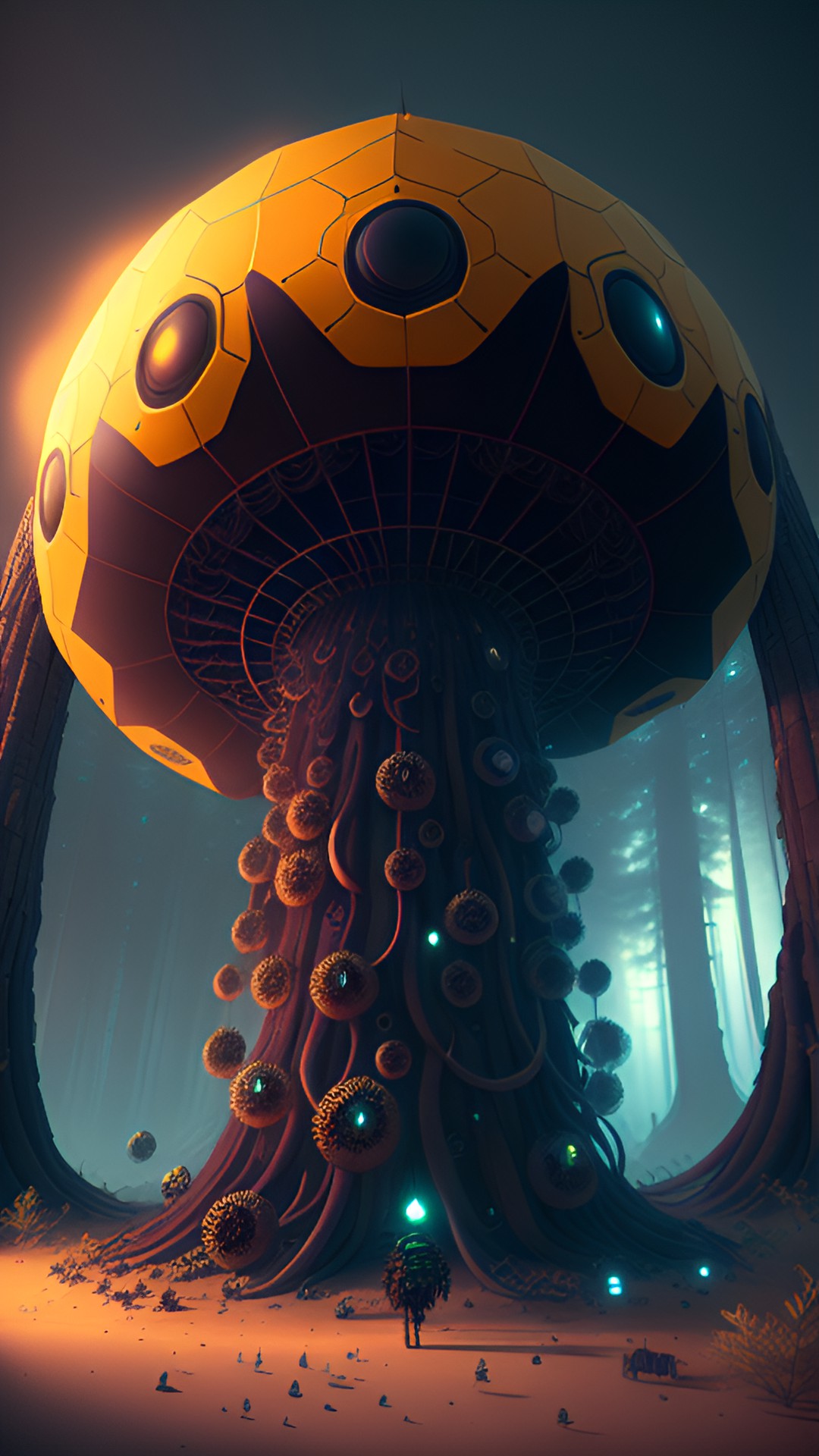 giant anthropoda; tentacle spider, cybernetics, surreal form; 9 eyes; fear is near; crawlers; rustic shape, unreal engine 5 preview