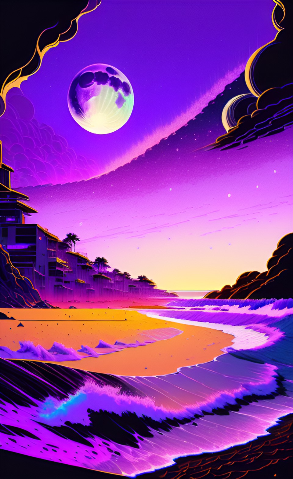 moon lit beach sand purple preview