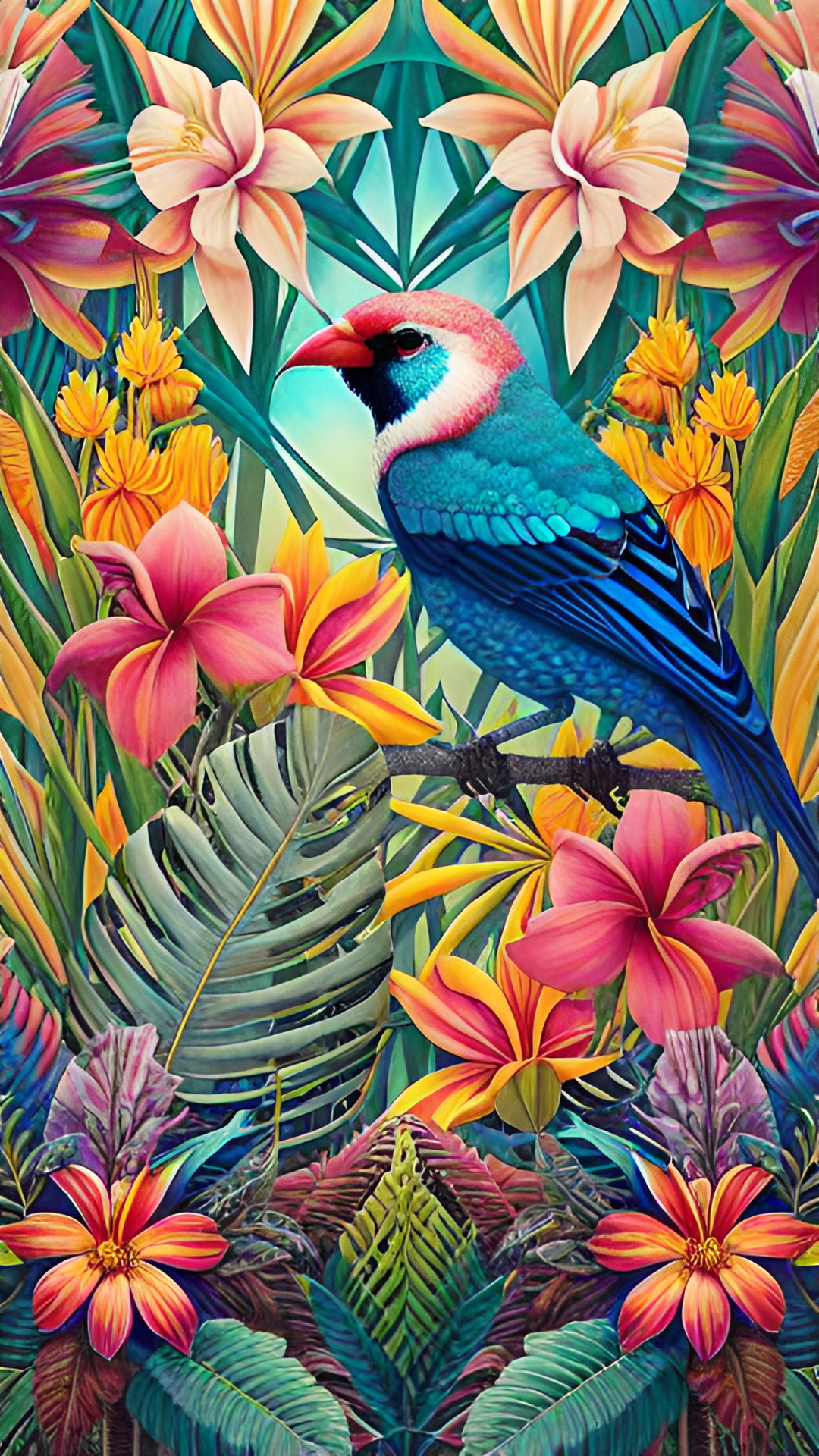 tropical birds and tropical flowers. preview