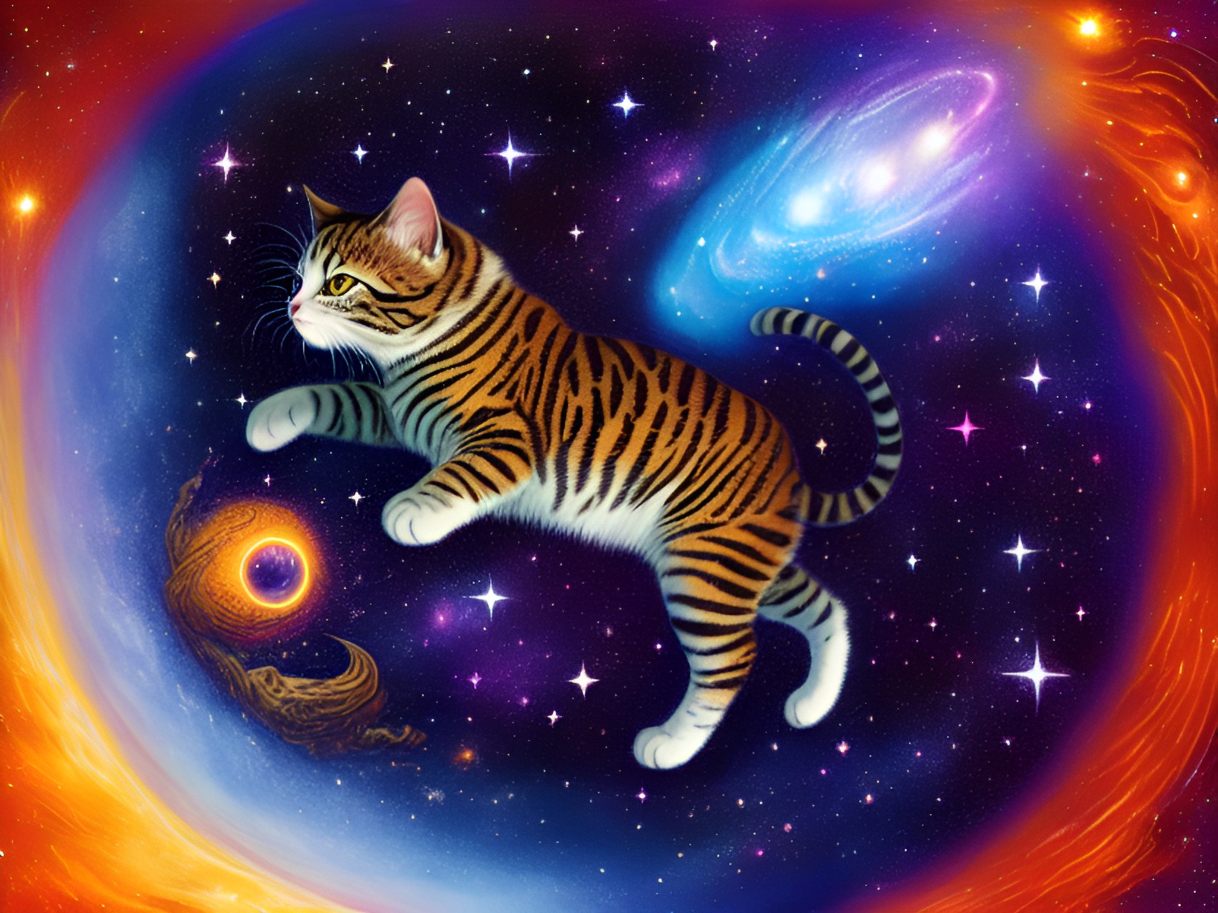 cosmic kitten frolicking in an ocean of stars preview