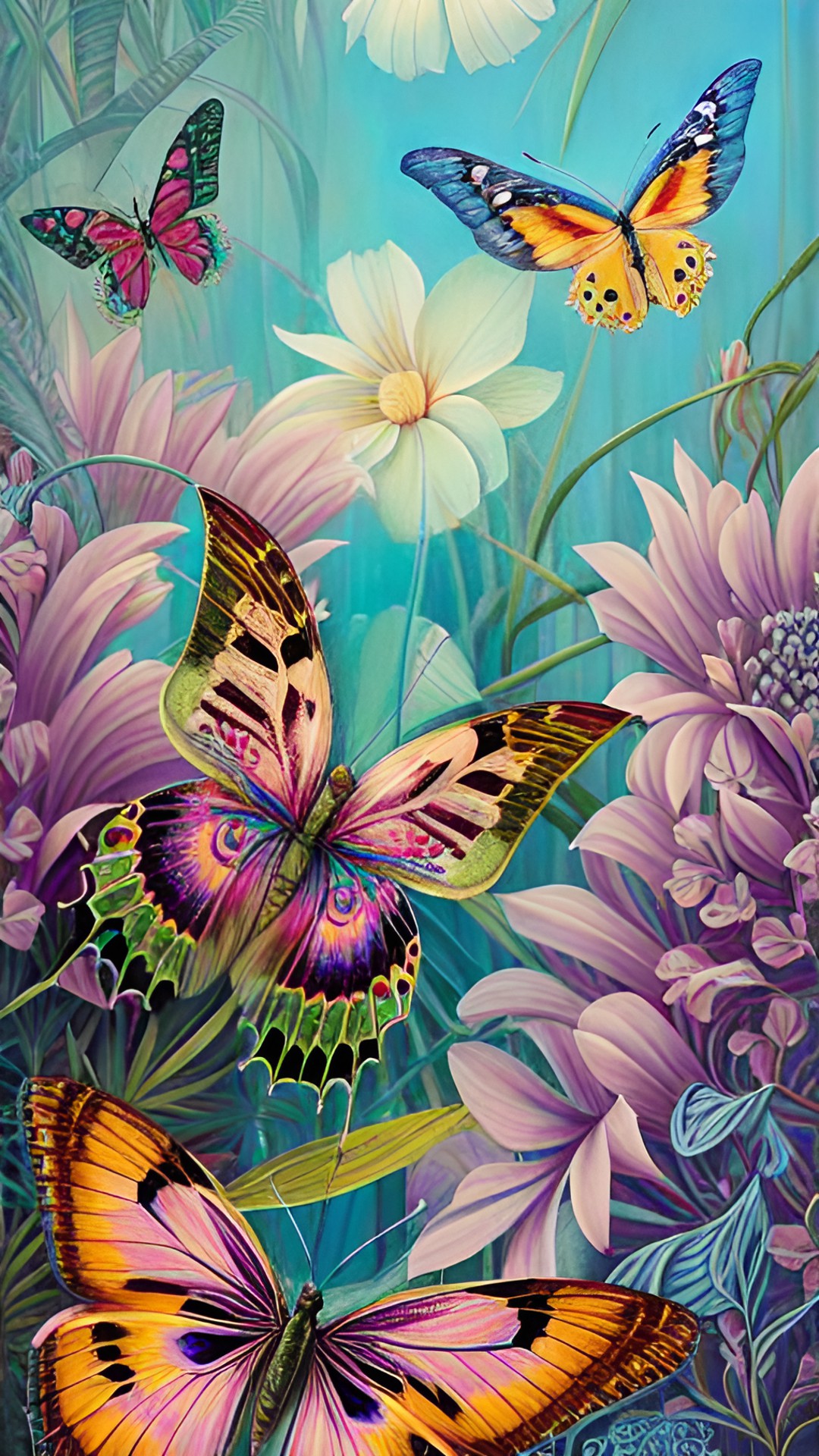 butterflies and tropical flowers. preview