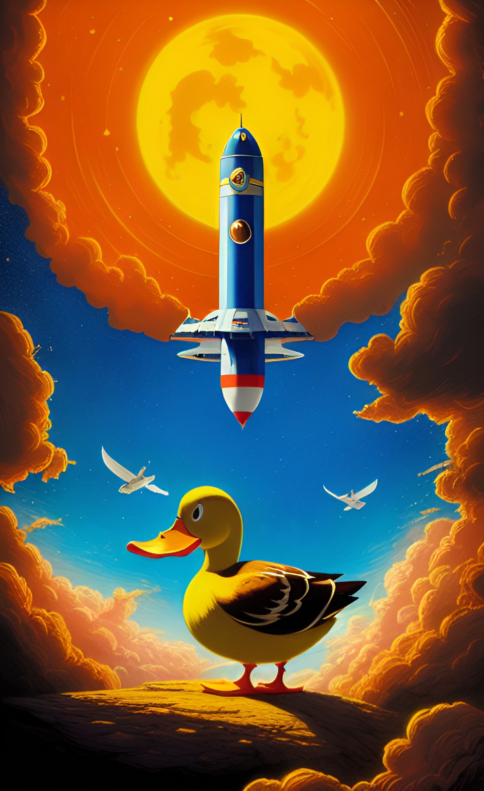 D-D-Du-Du-Duck mars!!!! - duck in the rocket, cartoon art, cartoon, cinematic cartoon, looney tunes show, amazing digital art, artistic, cinematic, highly deitialed, 8k uhd preview