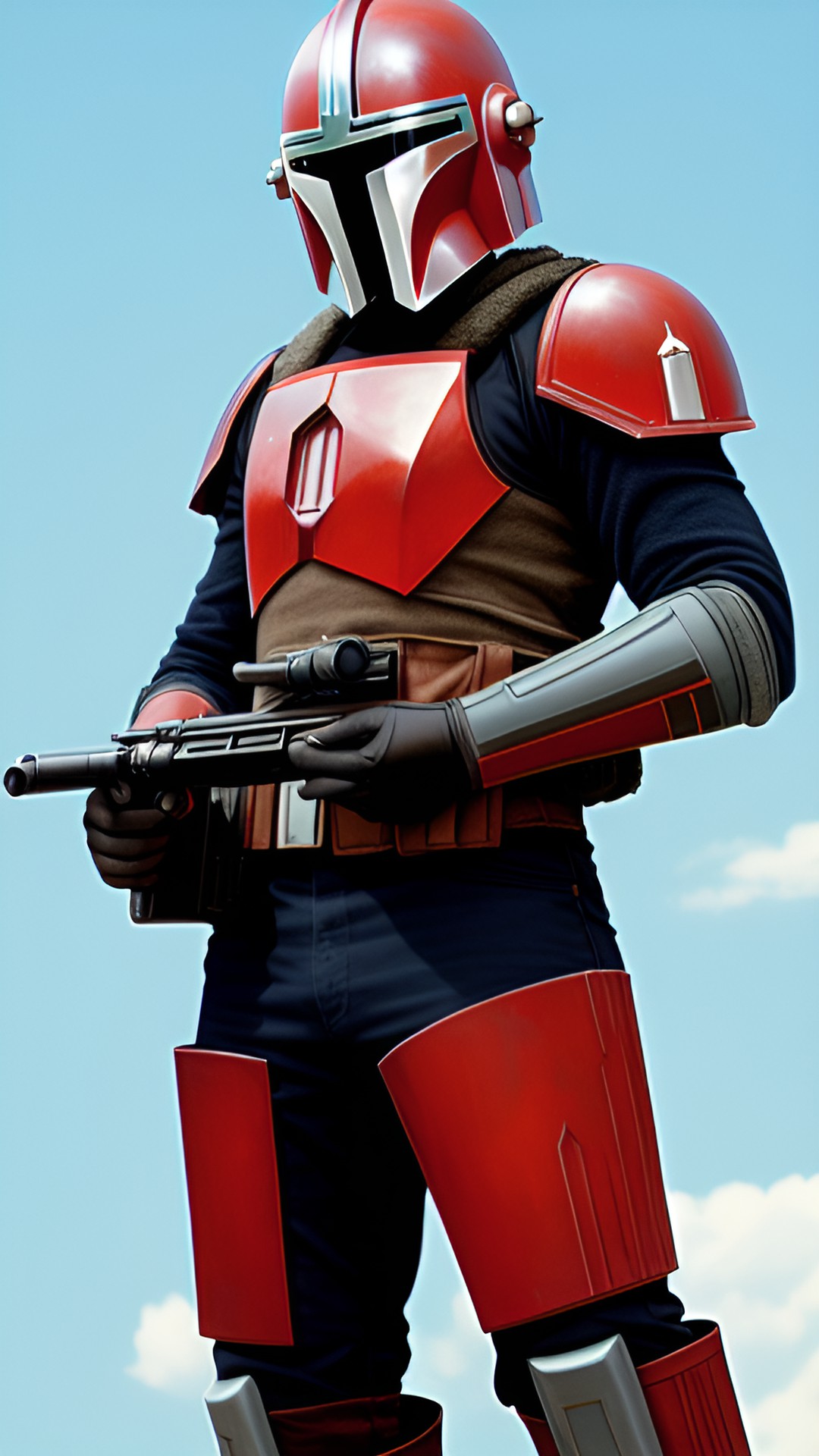 Red Mandalorian - a mandorian carrying a blaster preview