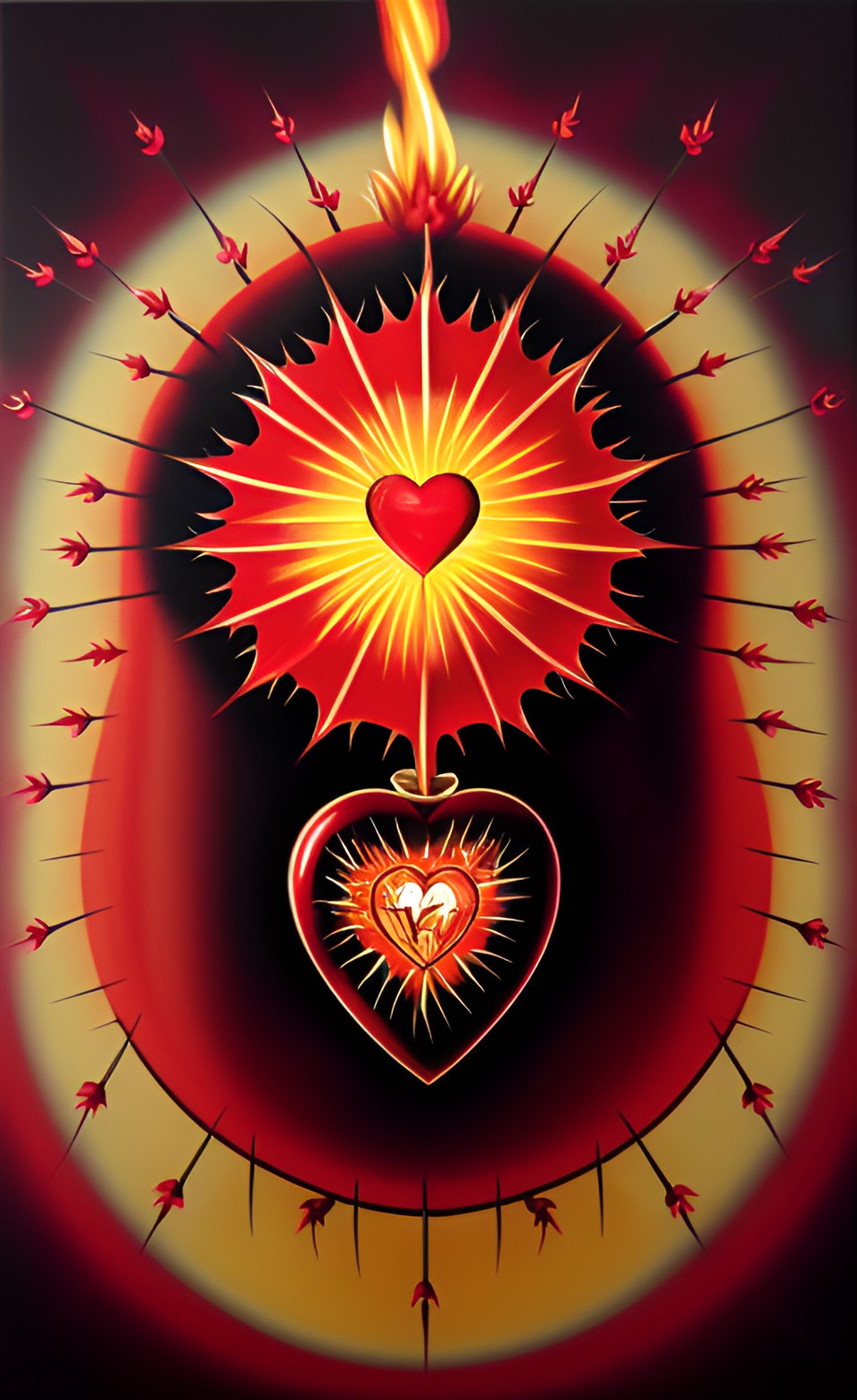 the sacred heart of christ burning with love crowned with thorns preview