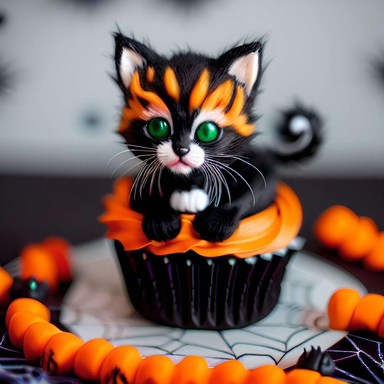 adorable halloween kitten cupcake. preview