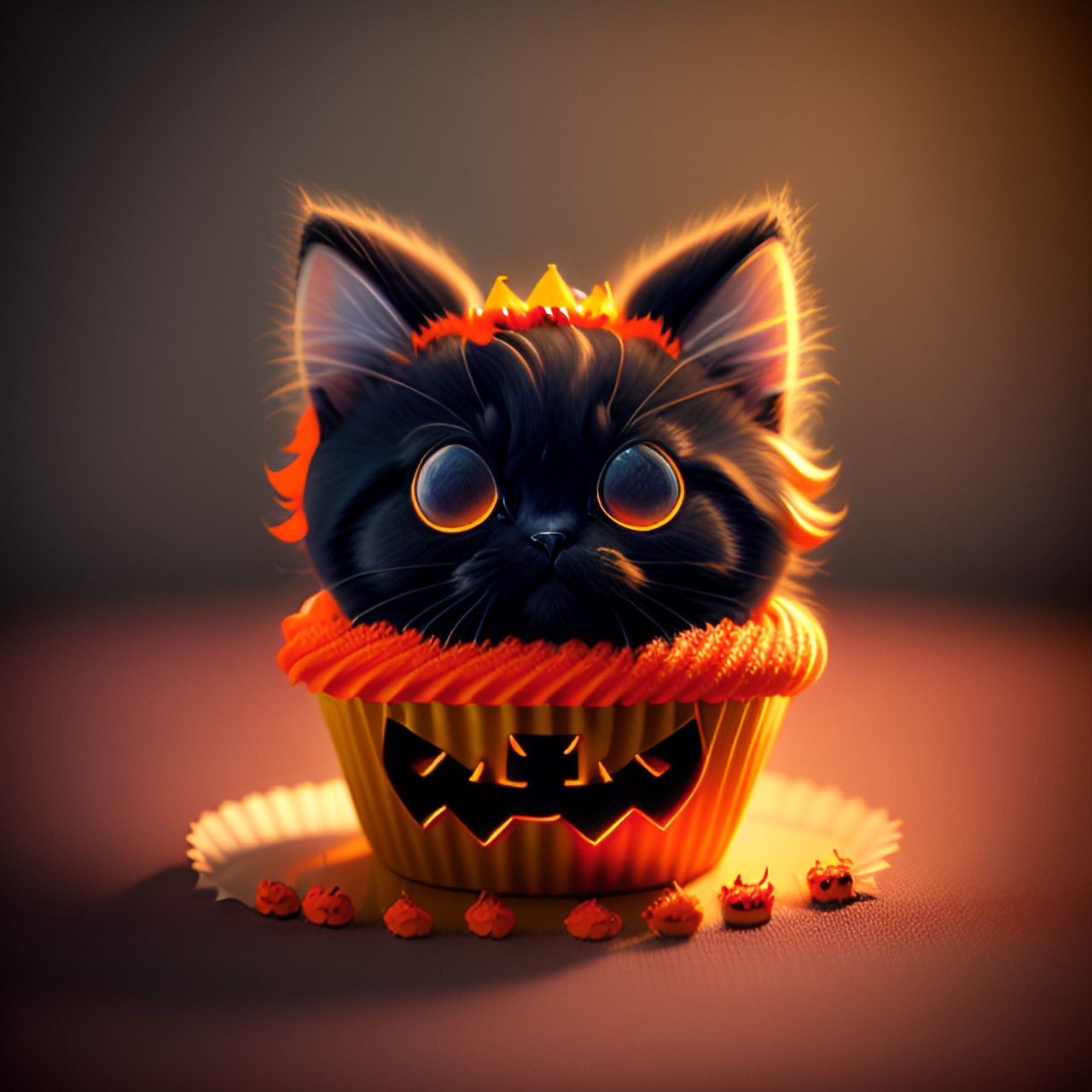 adorable halloween kitten cupcake. preview