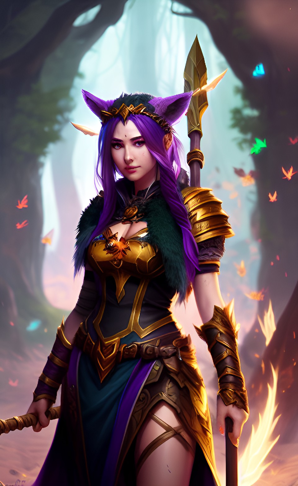 Vaastayah Mage? - druid women with insects staff, amazing digital art, mobile legends character portrait, league of legends character portrait, amazing fantasy art, cinematic, highly deitailed, 8k uhd, entricate preview