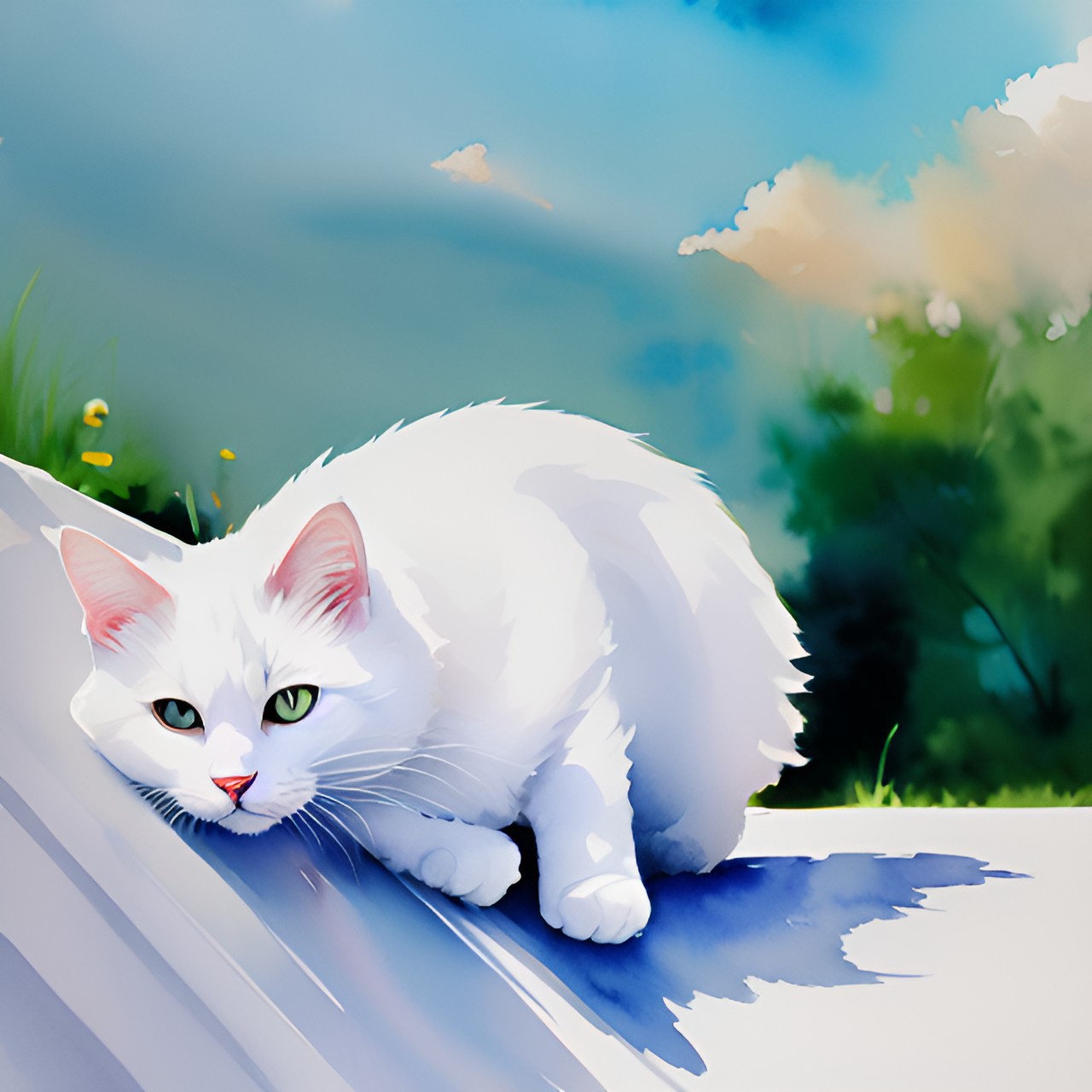 white fluffy cat rolling over preview