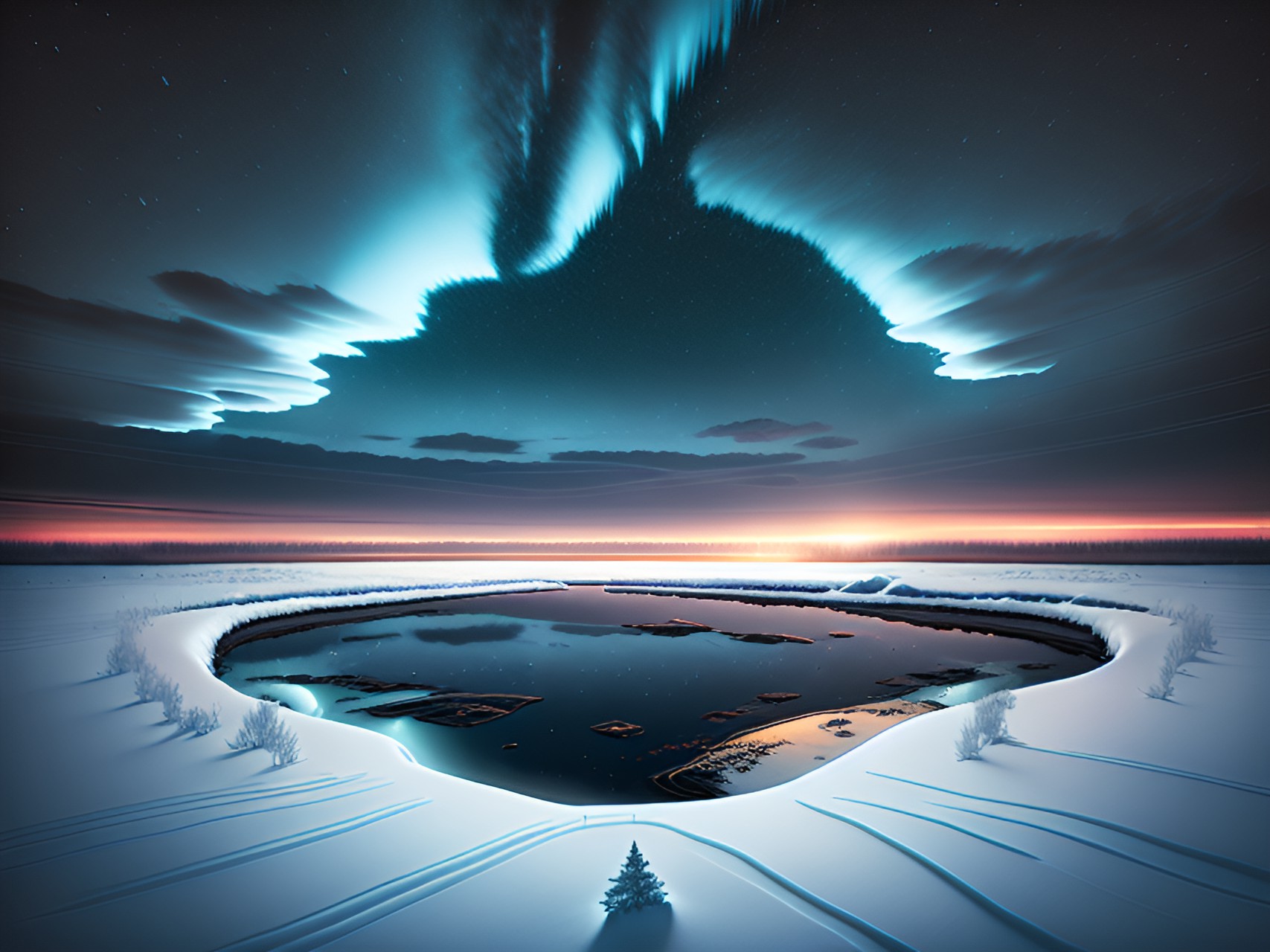 empty snowfield with an ominous glow preview