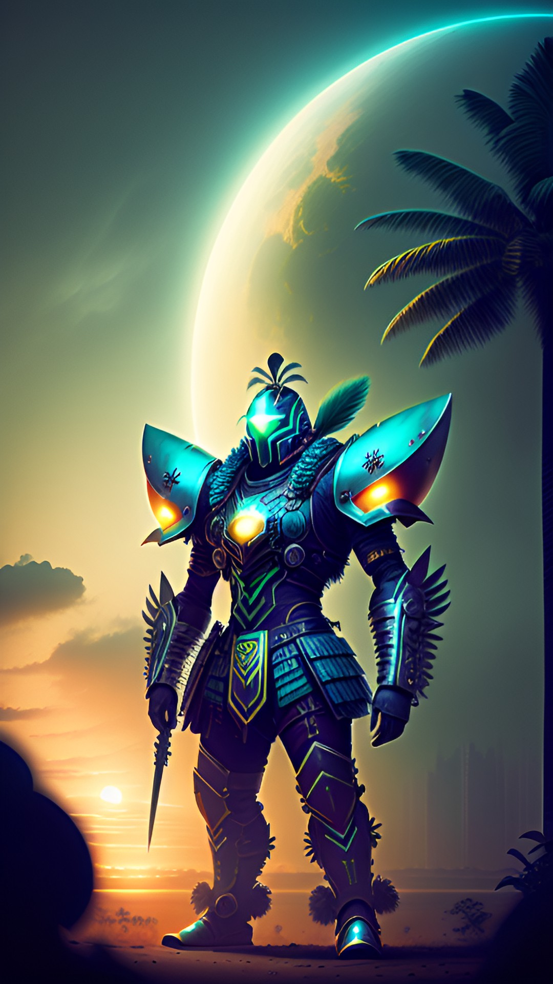 futuristic tropical metal evil warrior preview