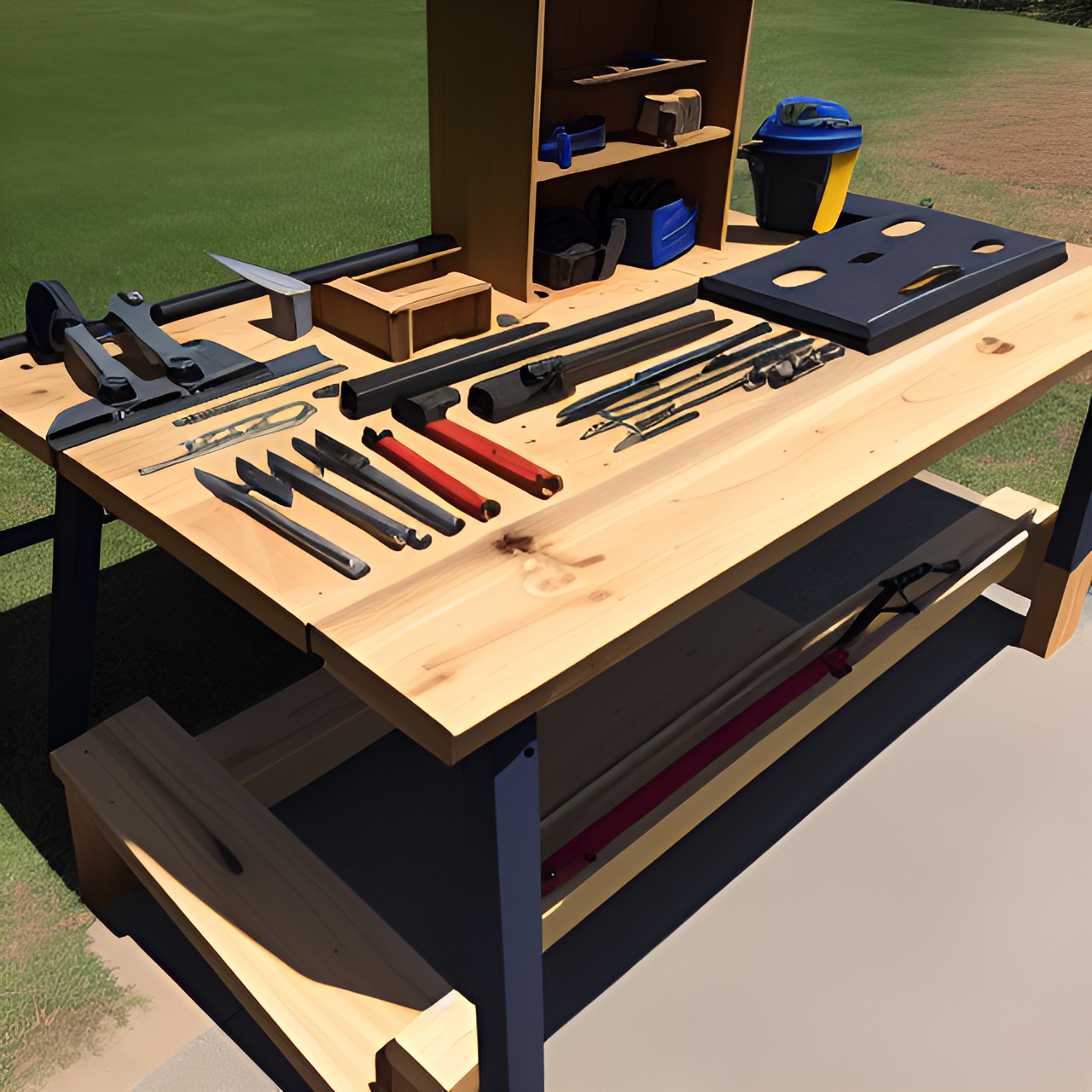 Organised Work Bench - bench full of wood working tools! 8k preview