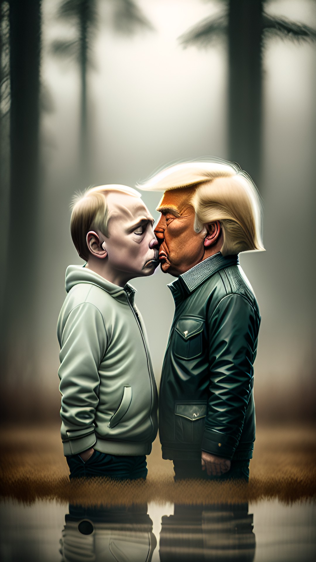 portrait of donald trump the rump kissing vladimir putin preview