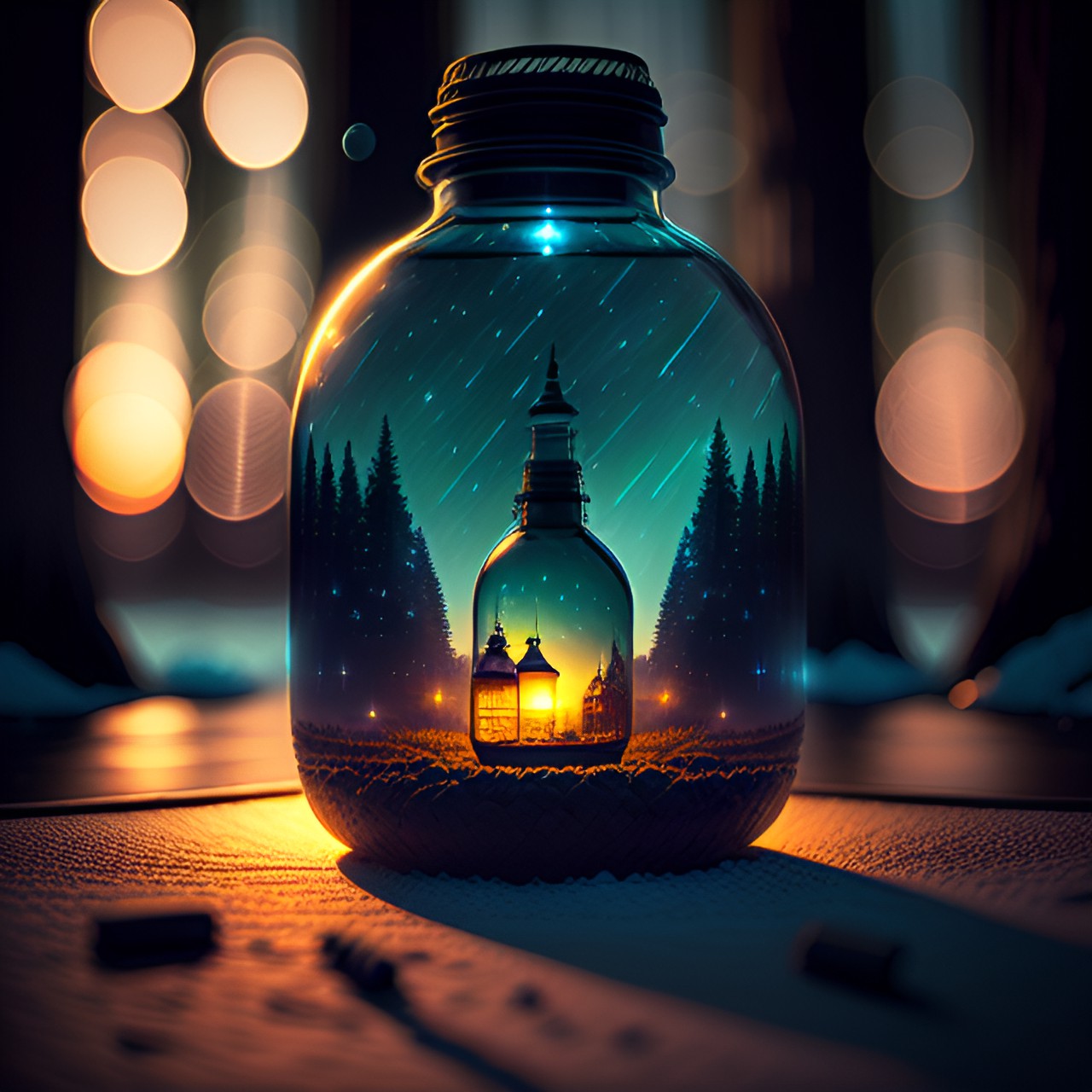 magic bottle with mirages at night preview