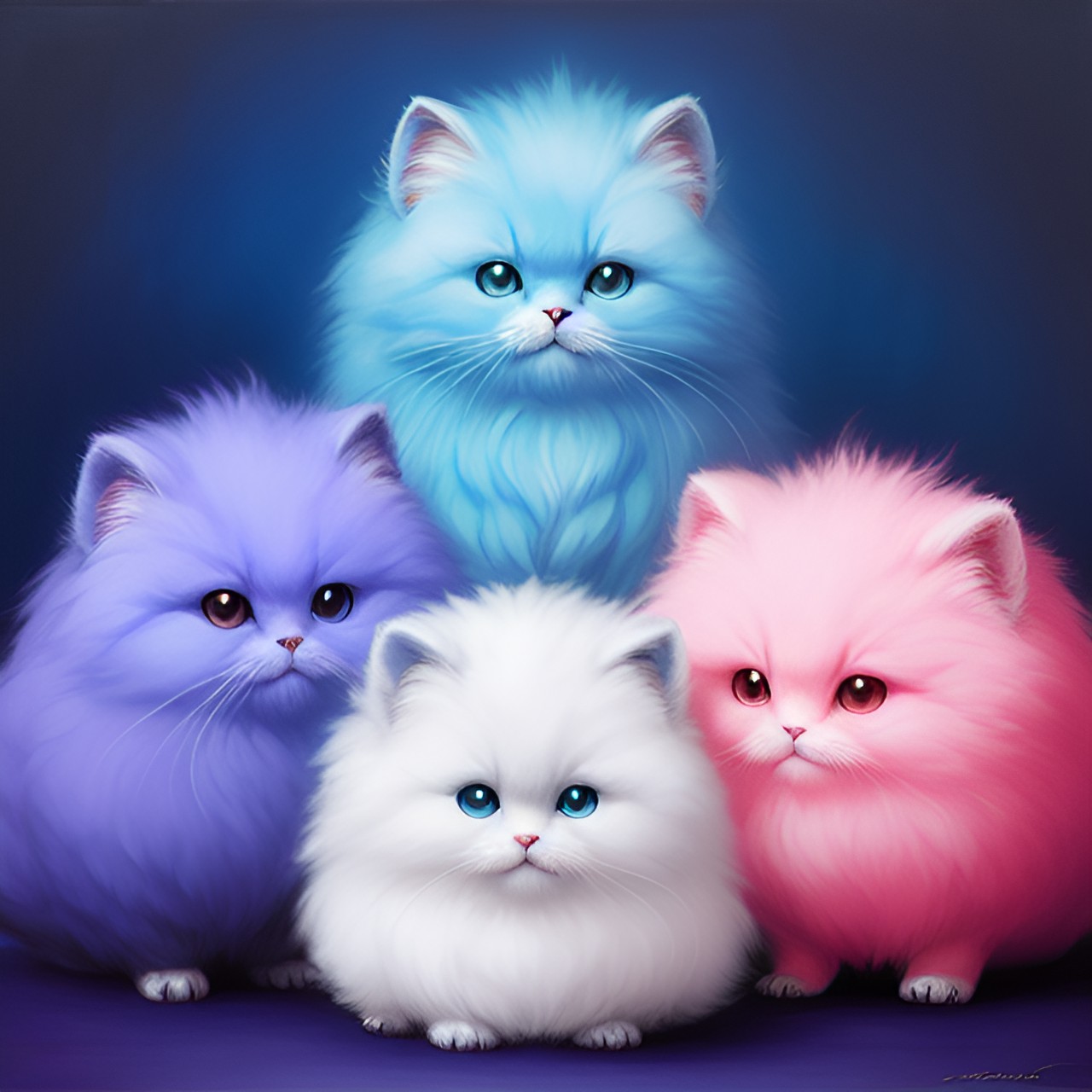 happy little fluff balls pink and blue preview