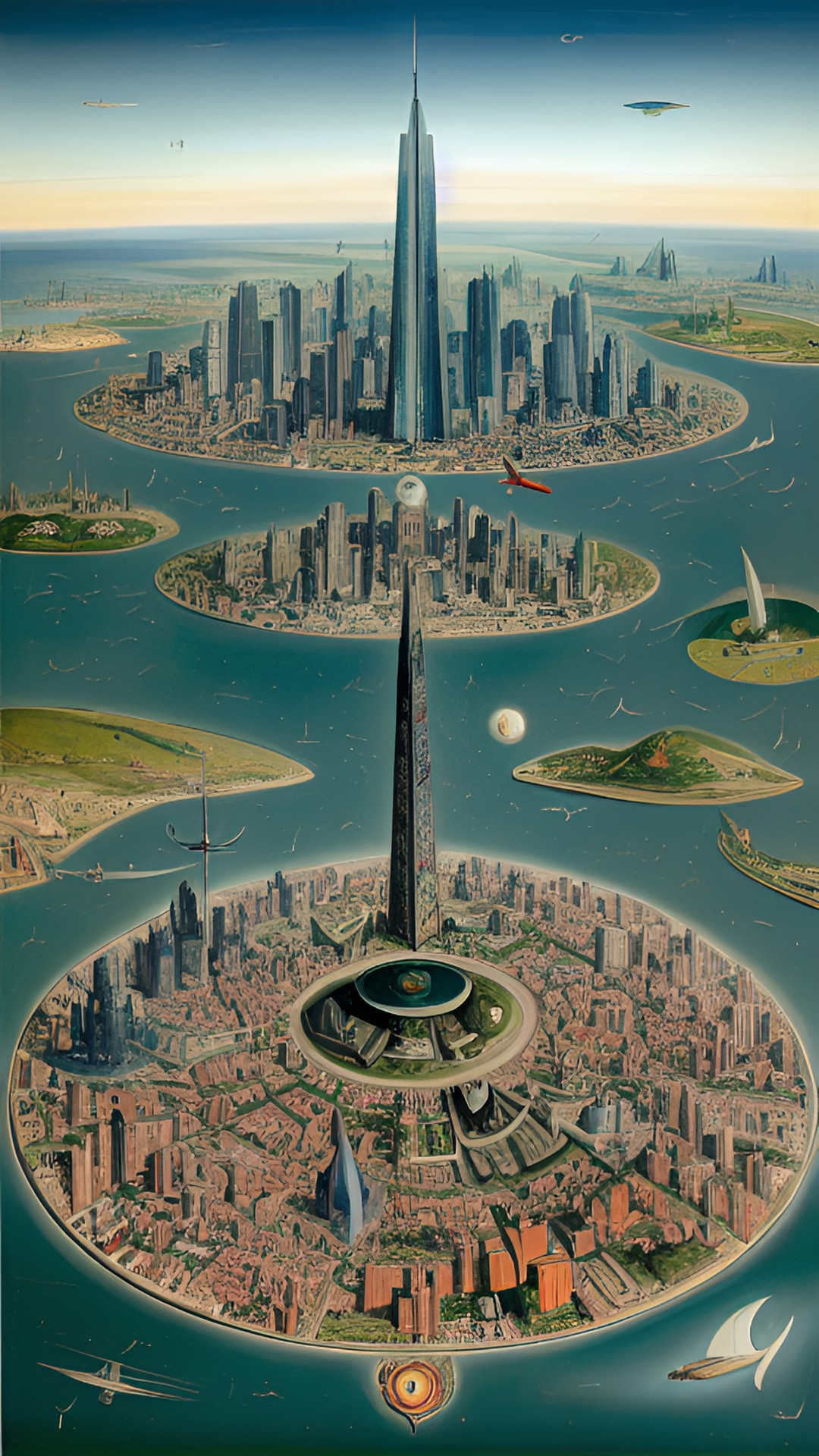 Megalopolis - highly futuristic megalopolis, aerial view preview