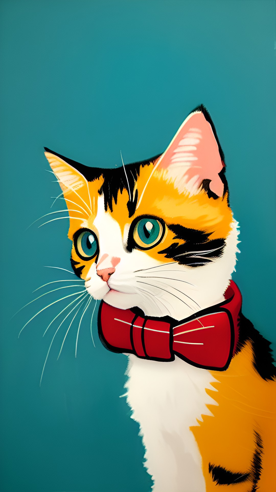 little cat in a van gogh style and red gloves preview