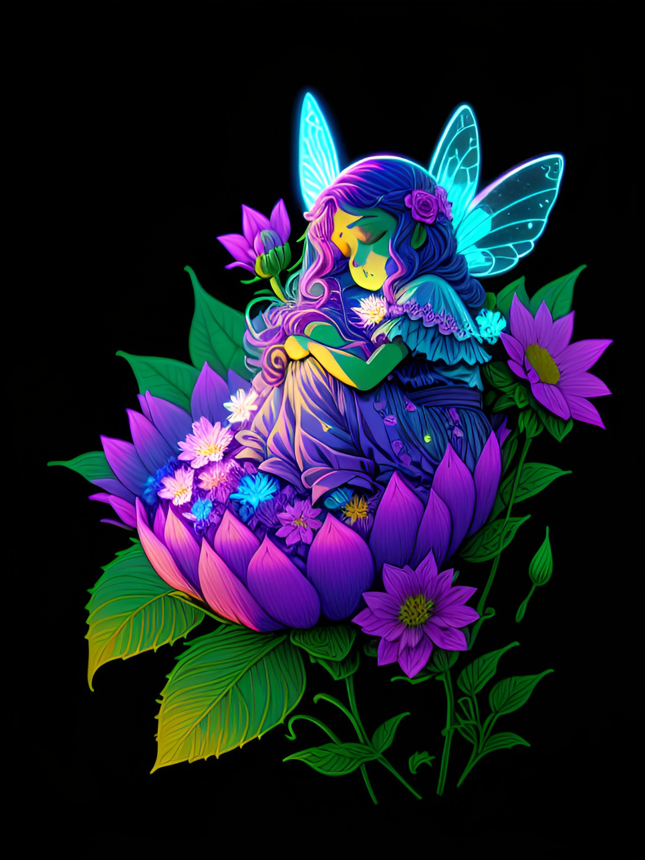 fairy sleeping on a flower preview