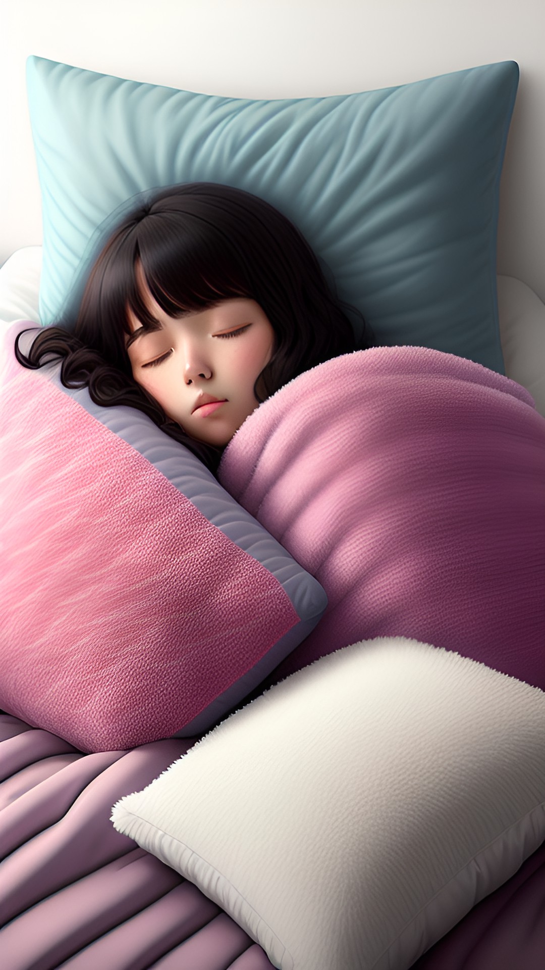 sleeping with many fluffy comfy blankets and pillows preview