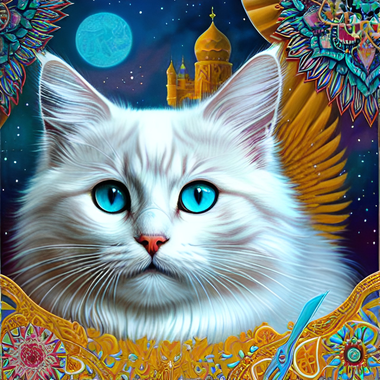 white fluffy siberian cat becoming an angel preview