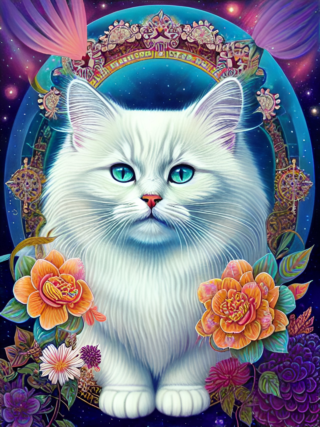 white fluffy siberian cat becoming an angel preview