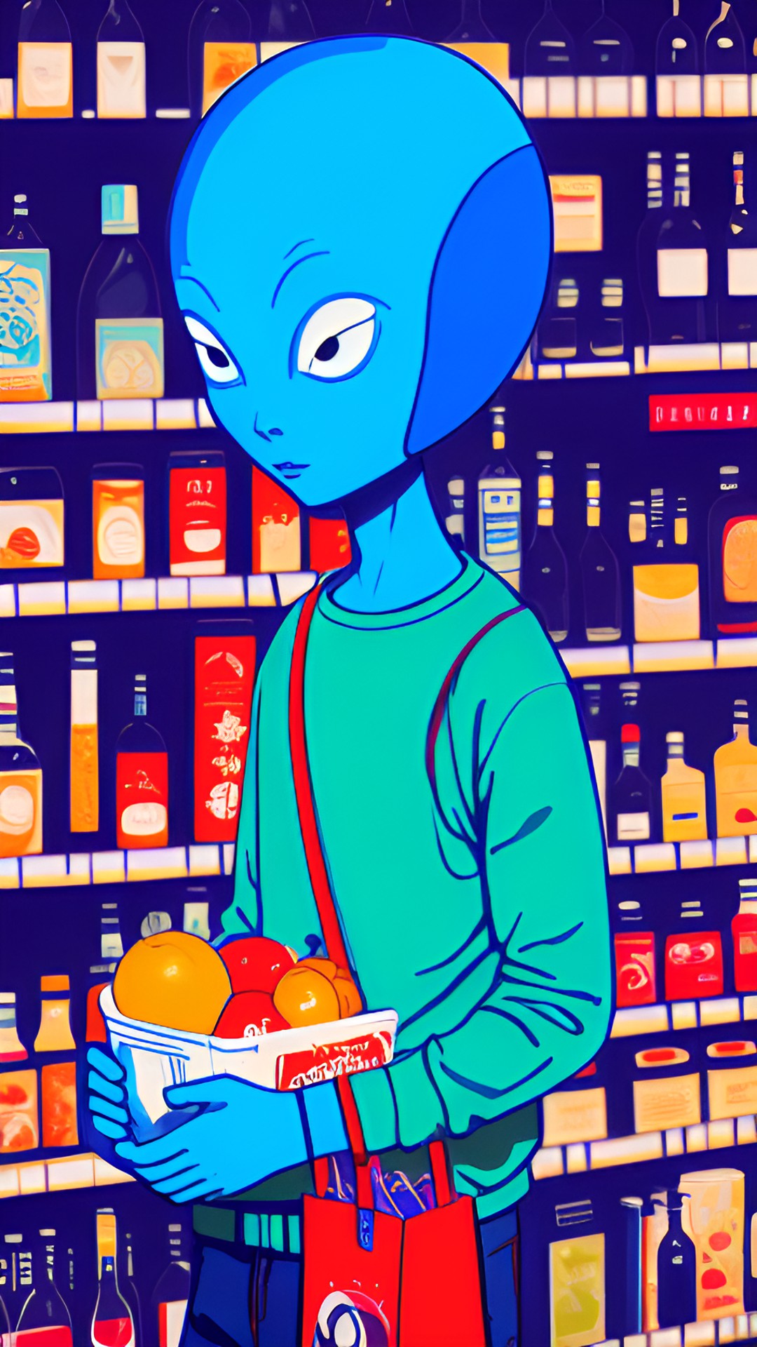 blue alien  grocery shopping preview