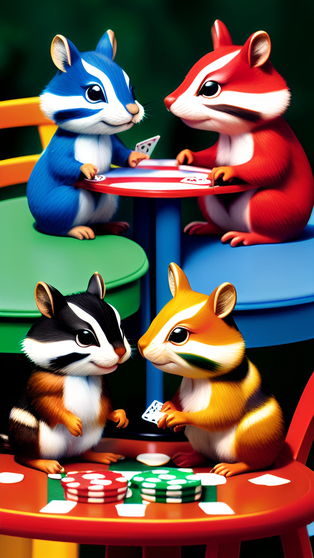 chipmunks playing cards together around a table preview