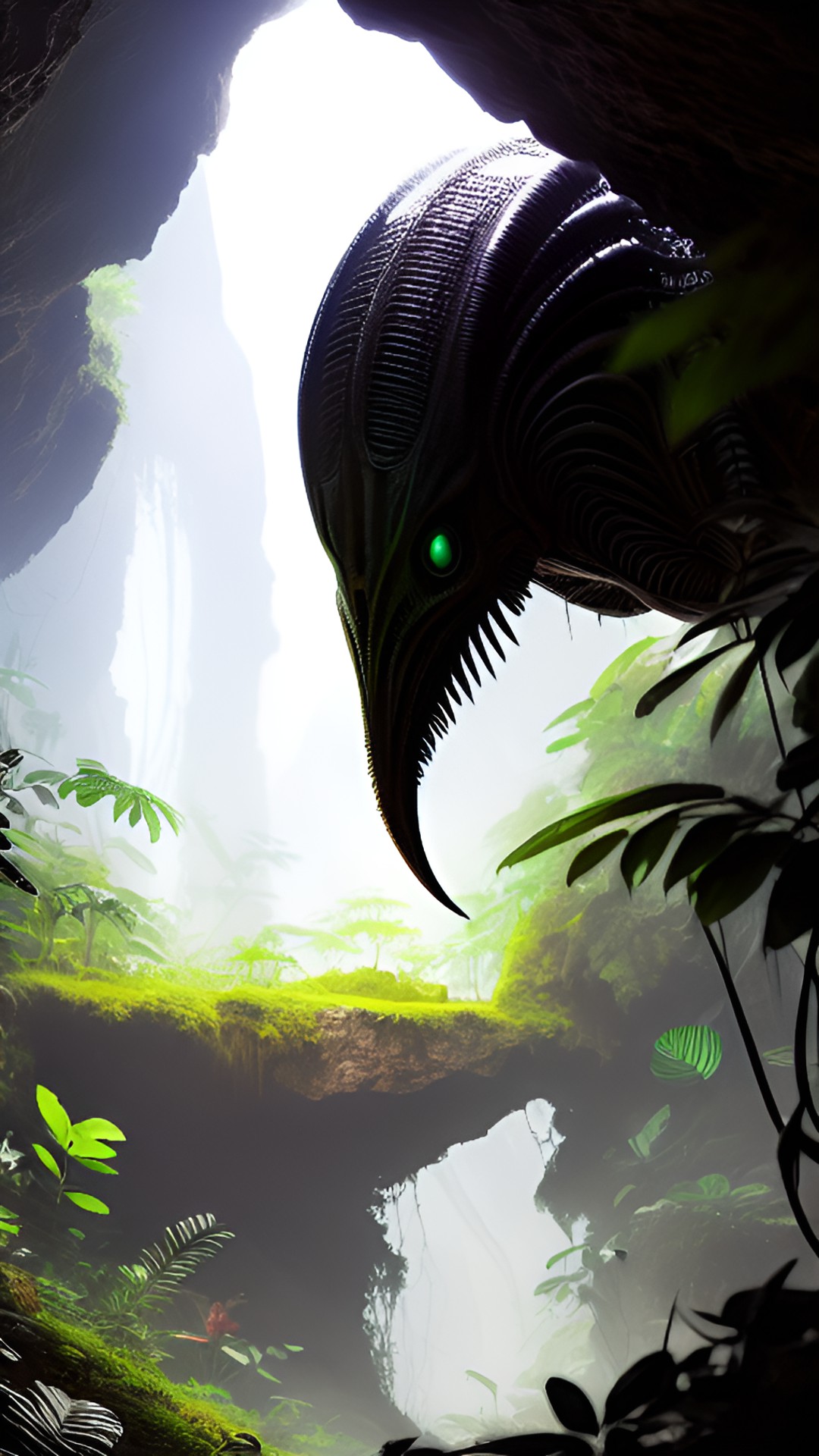 alien living in cavern in jungle preview