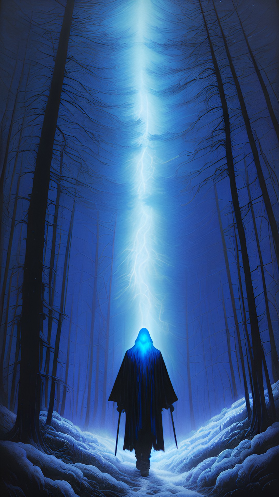 spectral blue spirit in a pitch black forest preview