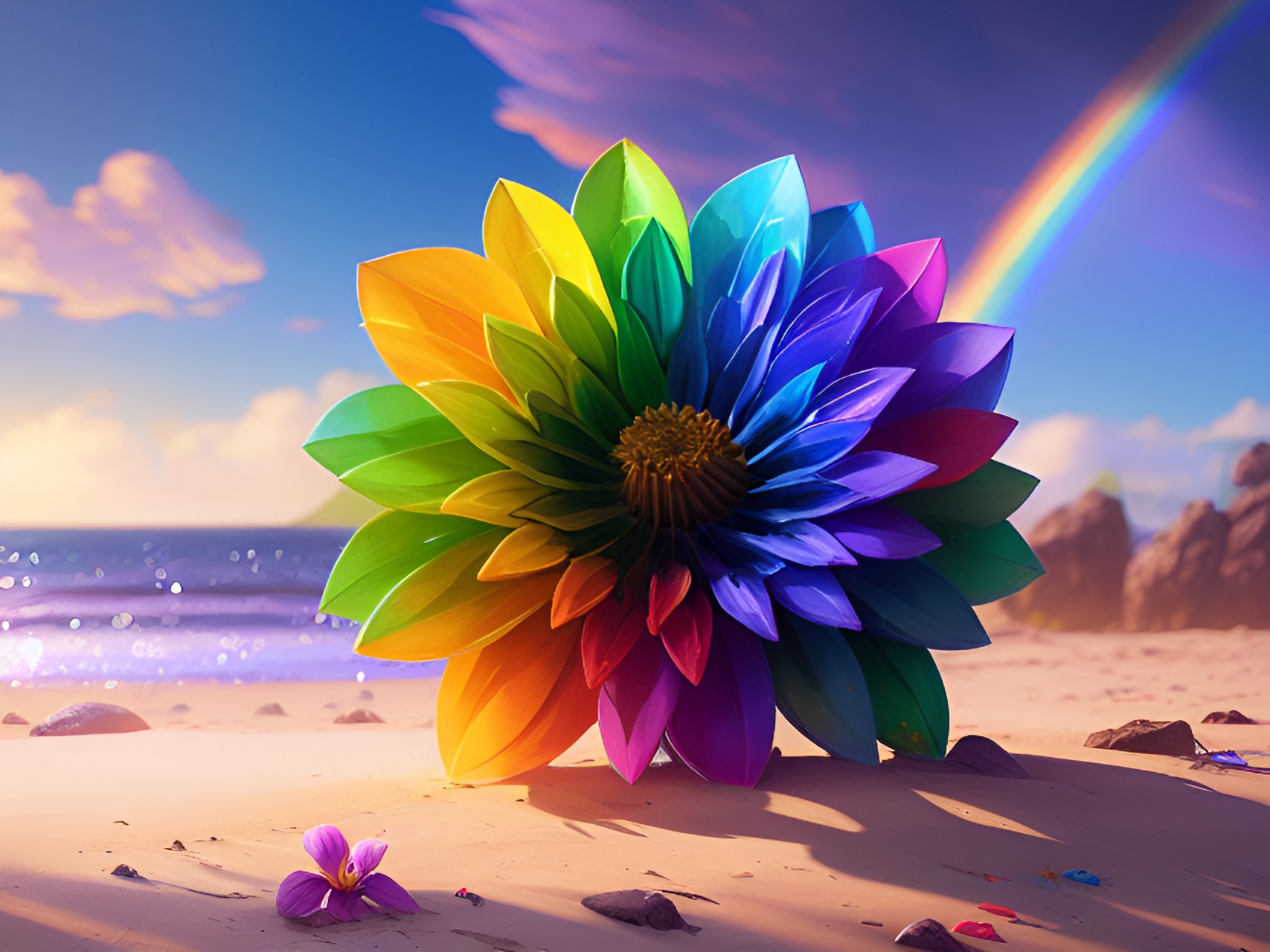 rainbow flower at beach preview