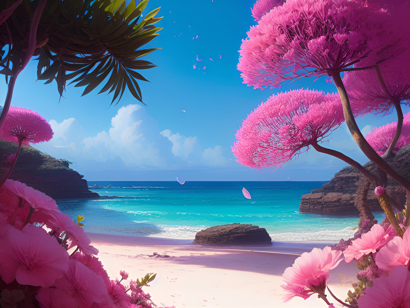 pink flowers on a beach preview