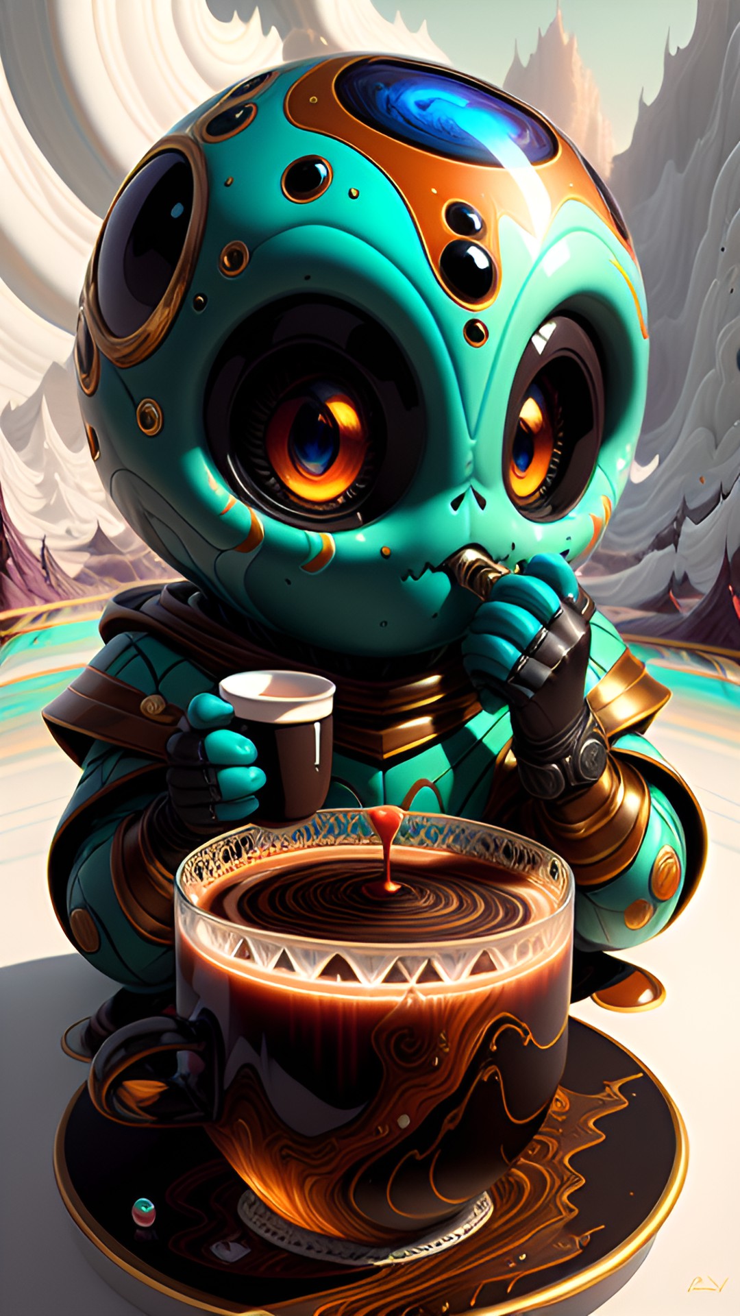 lil martian drinking coffee preview