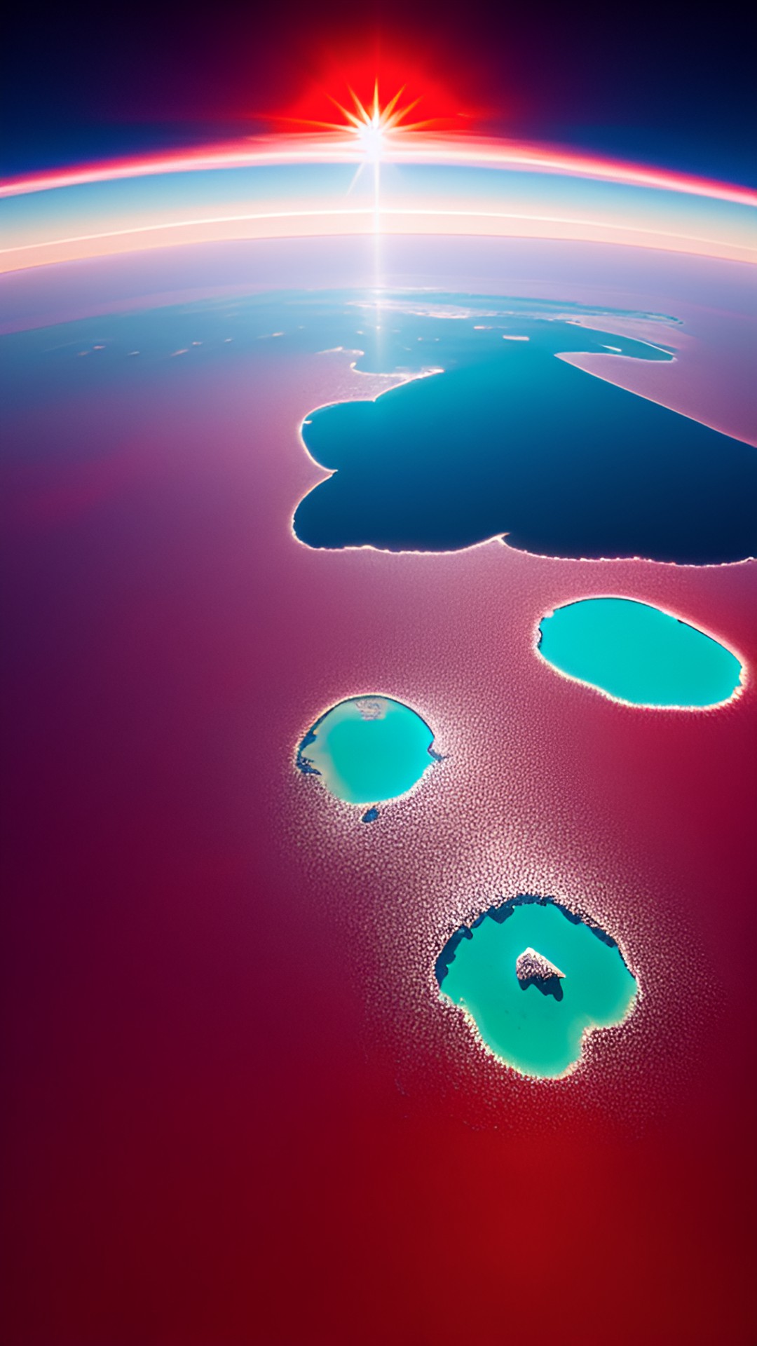 islands of ice reflecting the red sun preview