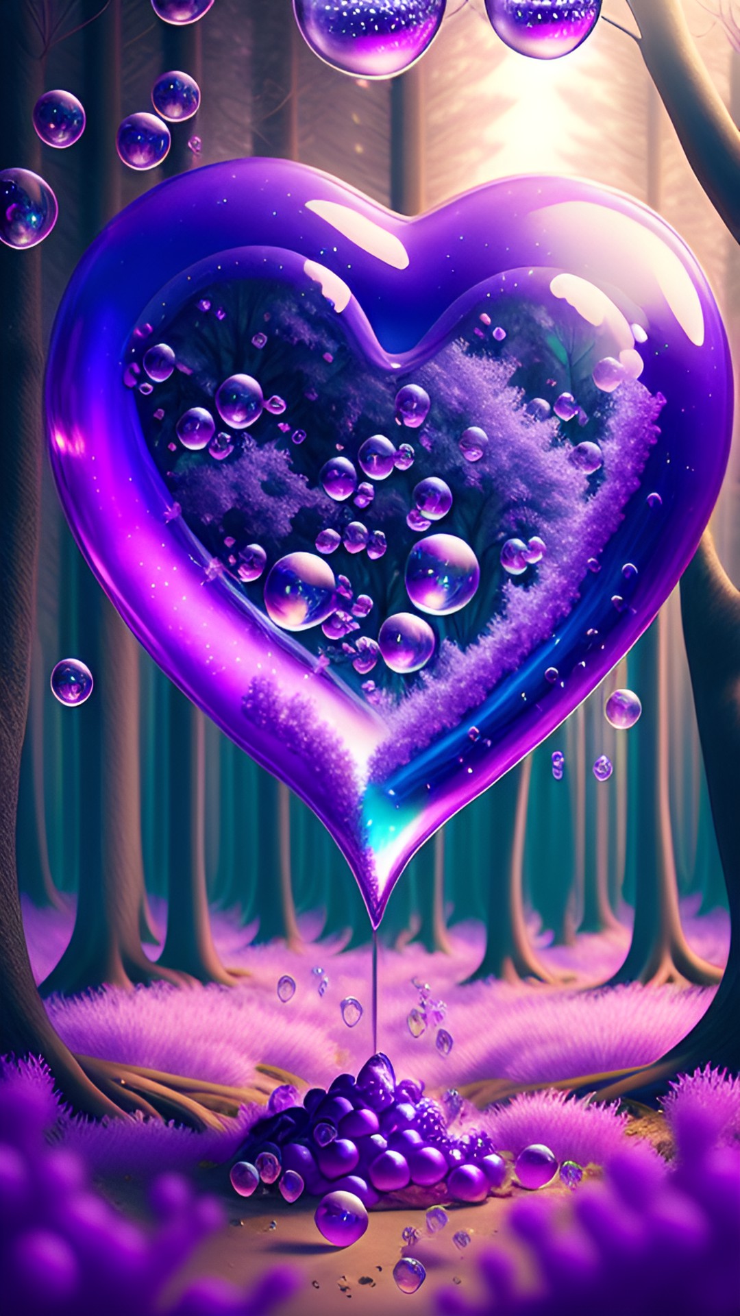 purple bubblegum forest, bubbles, heart shaped bubbles, candy preview