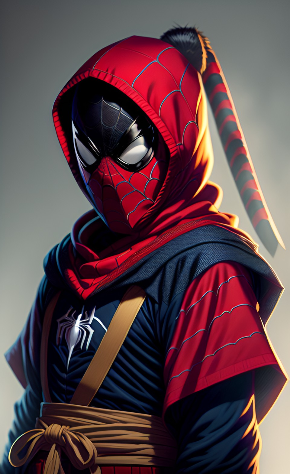 Spider-Ninja - spider-man as a ninja, ninja themed spider-man, katanas, hooded cowl, chinese, preview