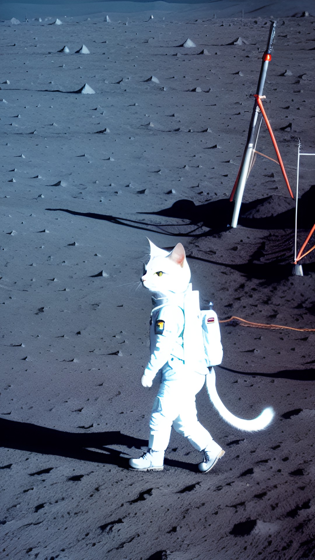 space cat - gato triste caminando en la luna preview