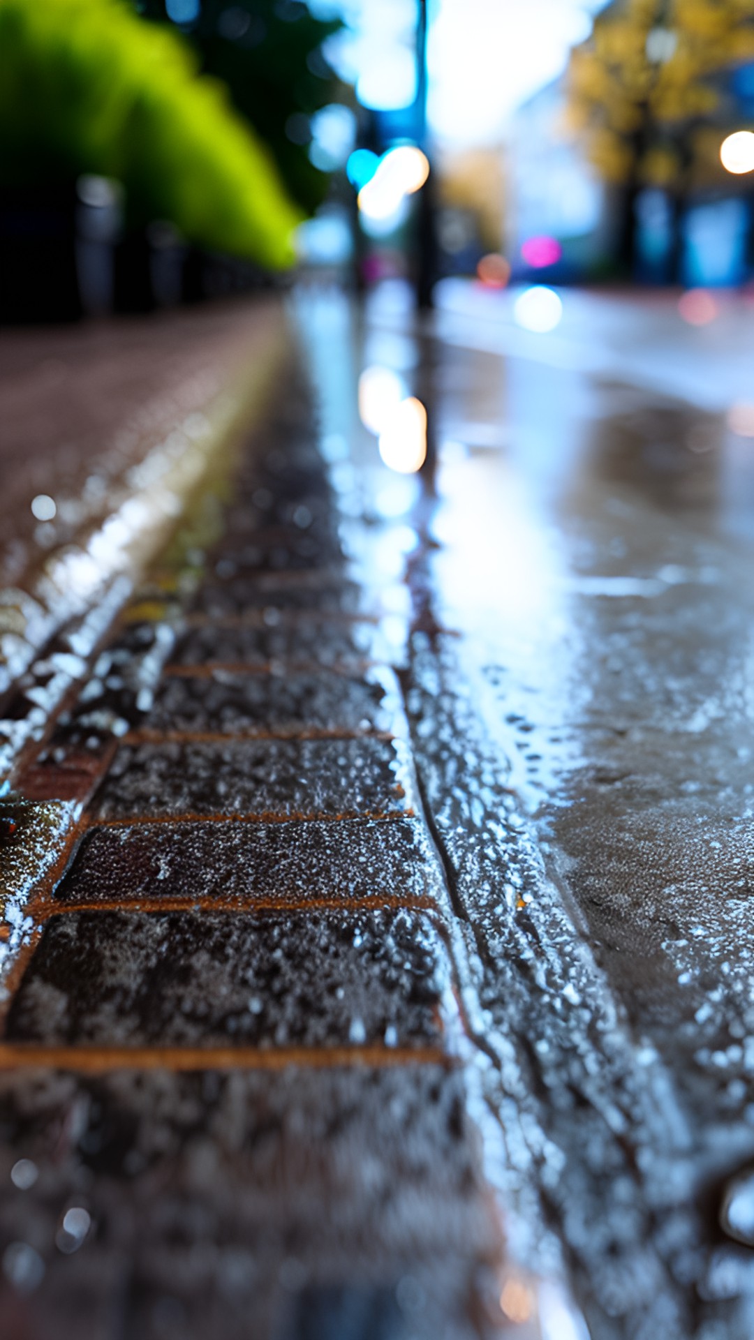 macro lens closeup of wet pavement preview