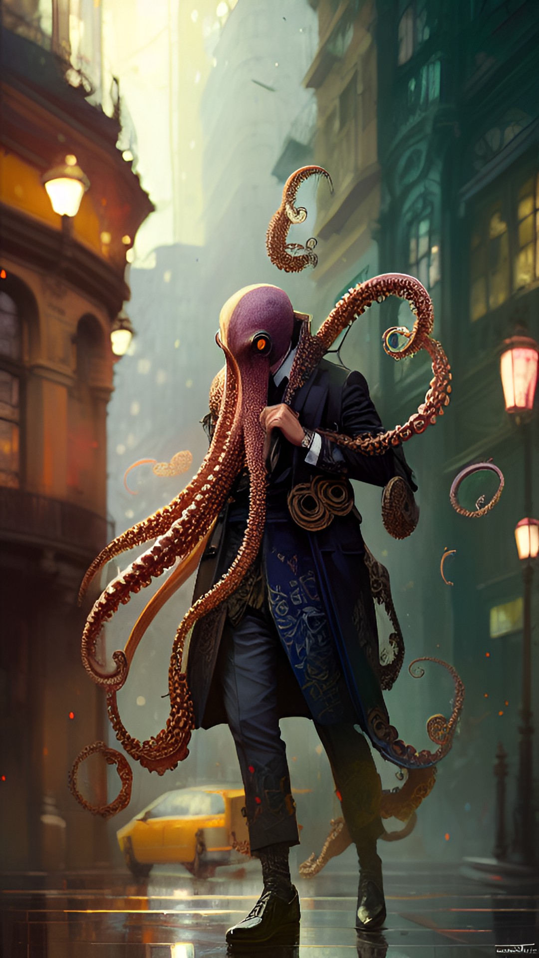 illithid - an octopus in formal wear, fine details, high resolution, art nouveau preview