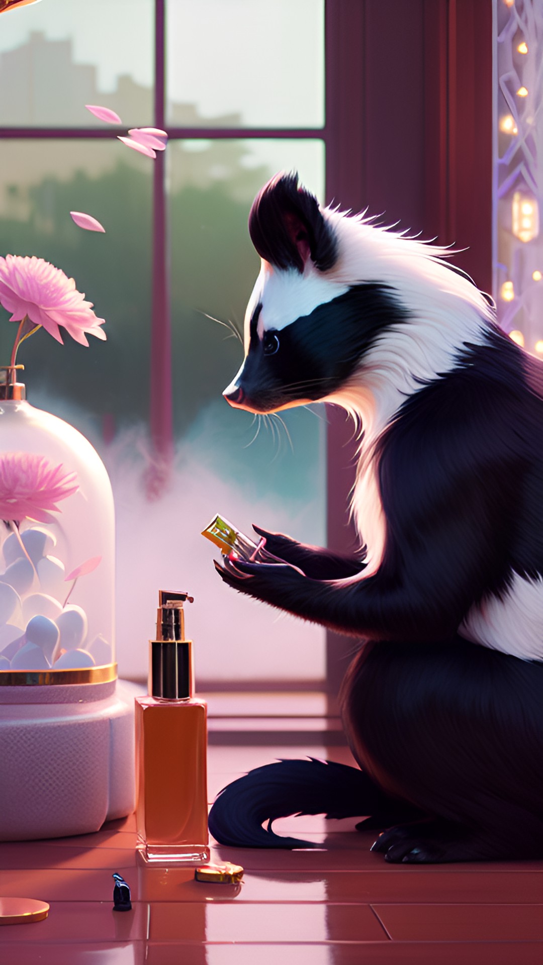 a skunk putting on perfume preview