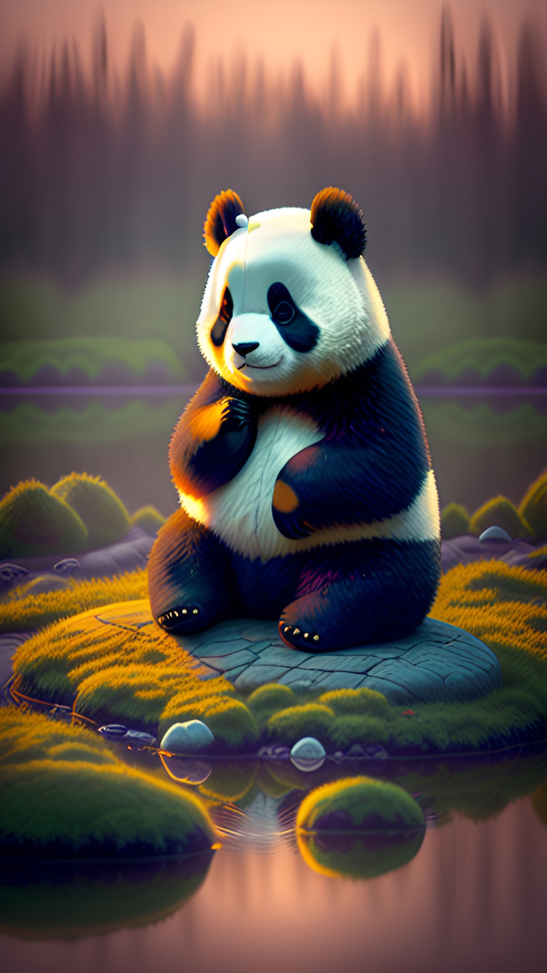 cute panda meditating preview