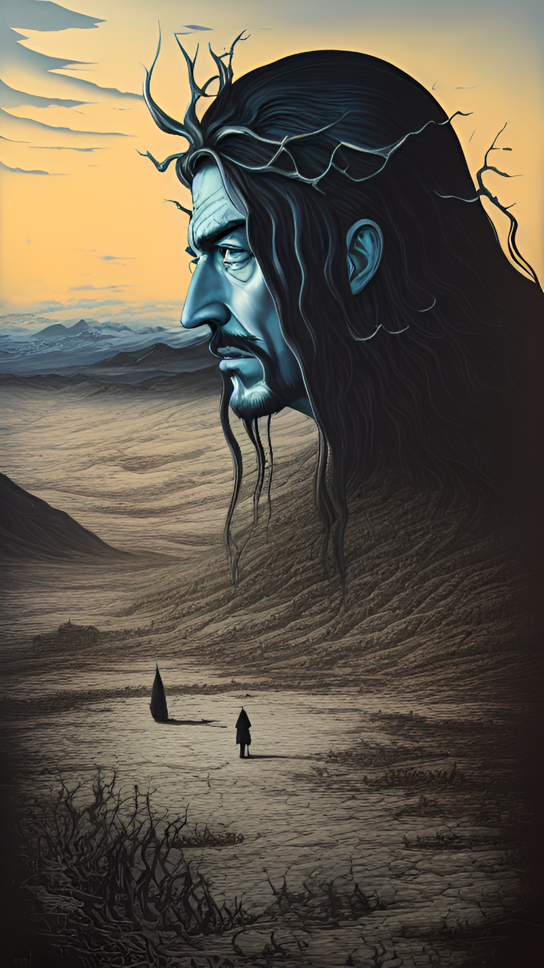 Peter O'Toole Jesus - dali watches melting in a stark, desolate landscape preview