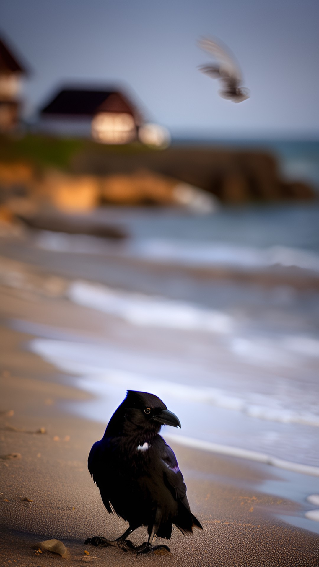 lonely crow on the beach preview