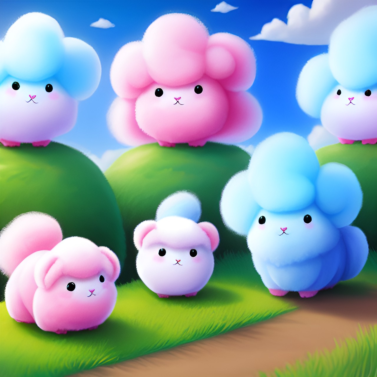 happy little cotton candy fluff ball critters preview