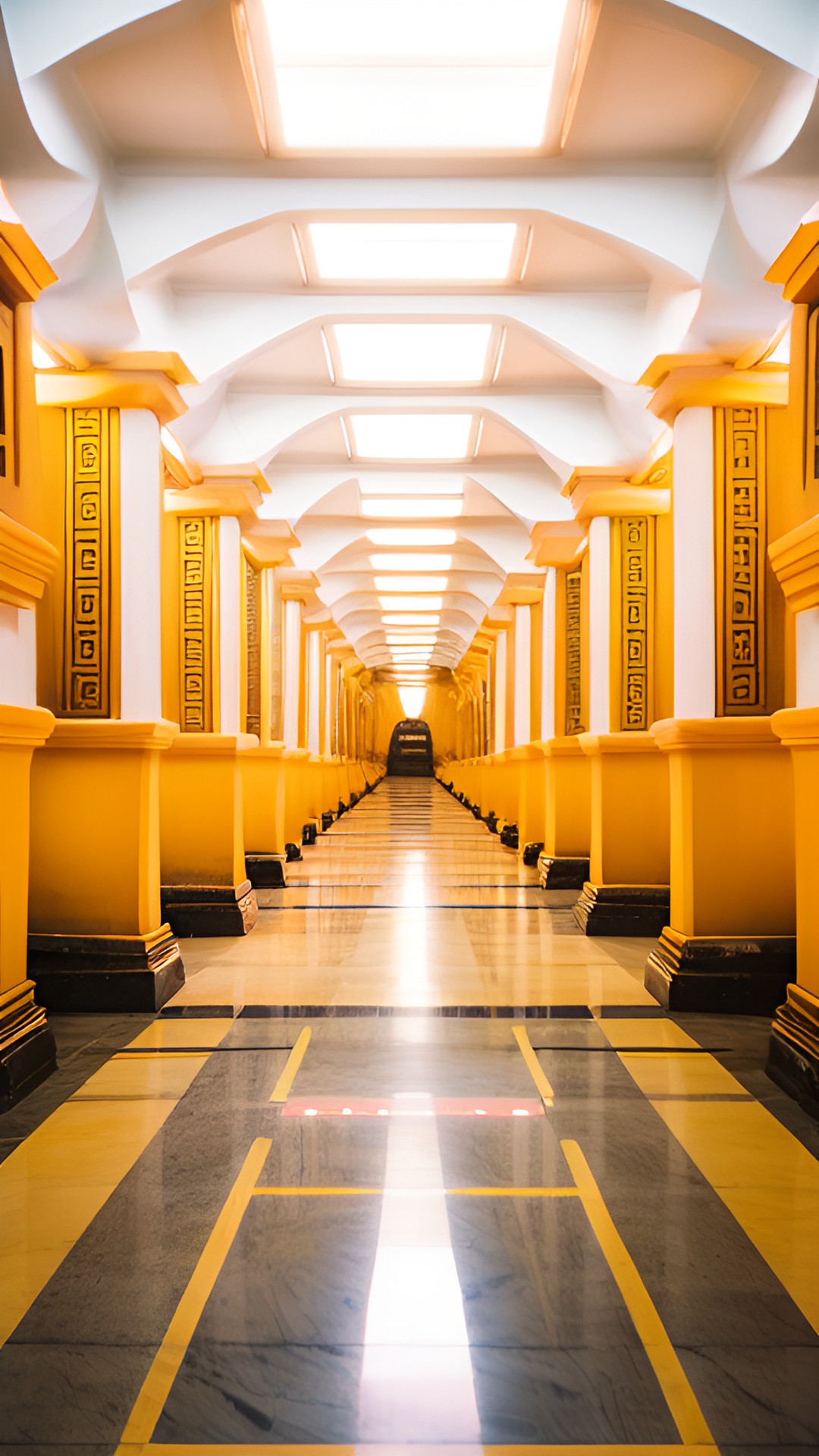 strange location that looks like machu picchu as a long hallway with infinite doors preview