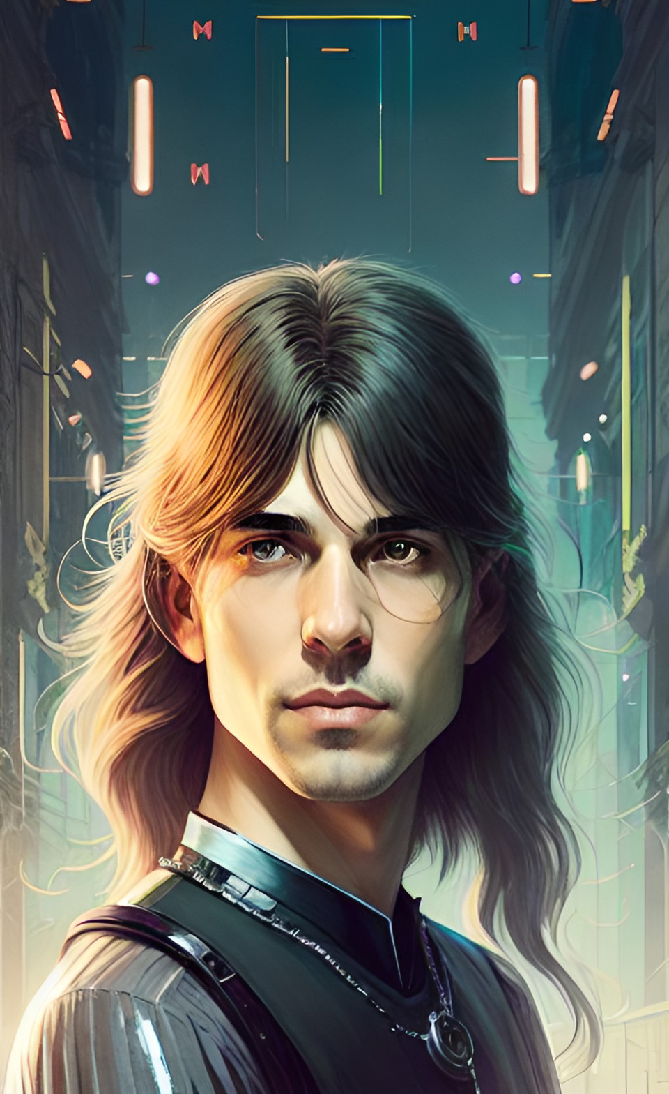 portrait. middle-ages thin man with clean-shaved clear hairless face, graceful. long hair. dynamically pose. dark fantasy, by annibal carracci, kinemacolor, 4d, super-resolution, artificial lighting preview